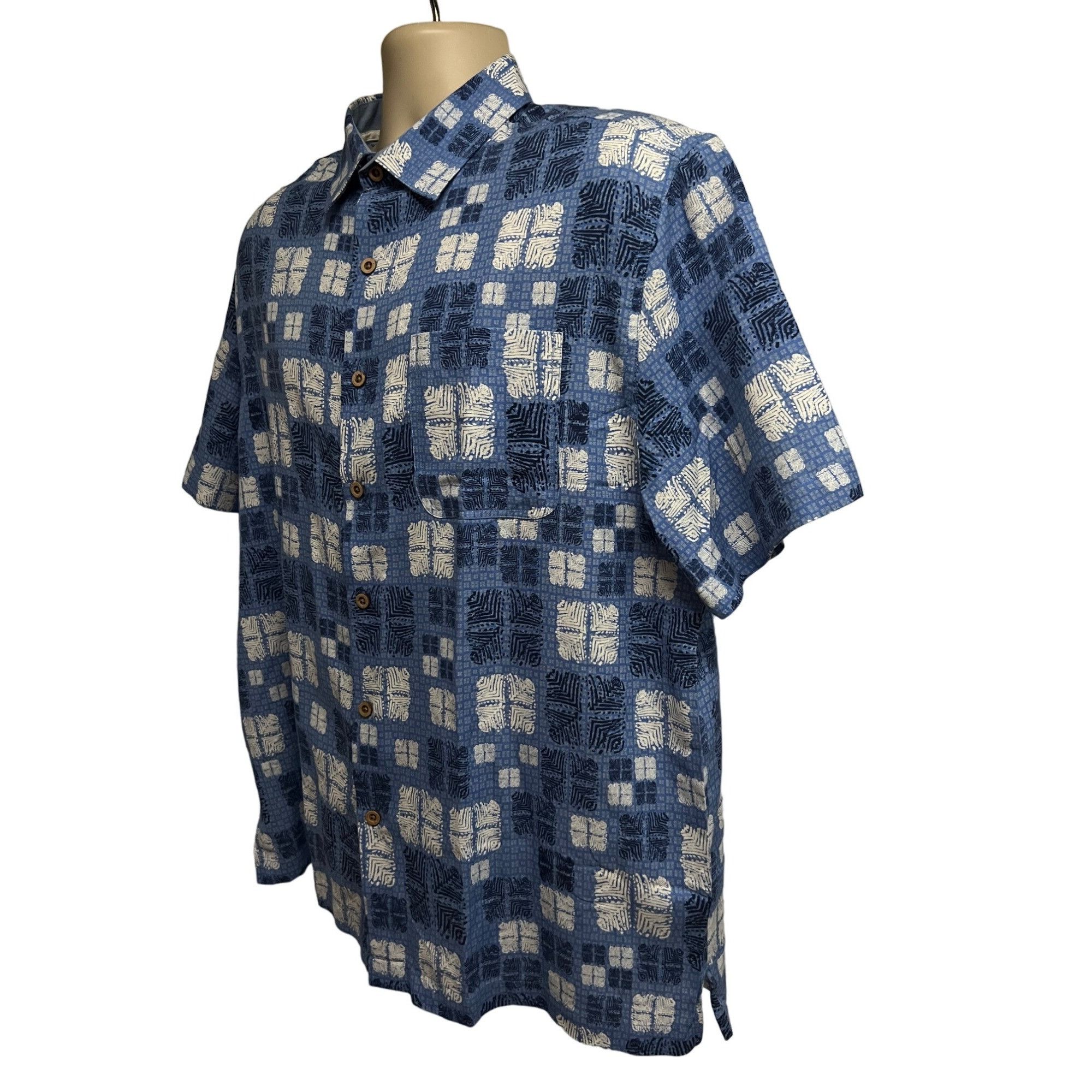 Nat Nast Nat Nast Mens Blue Silk Button Front Camp Shirt XL Pocket Co Size US XL / EU 56 / 4 - 3 Thumbnail