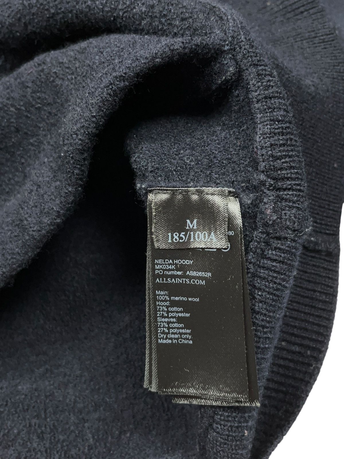 Allsaints AllSaints Wool Hoodie Boxy Fit Nelda Navy Blue Size US M / EU 48-50 / 2 - 6 Thumbnail