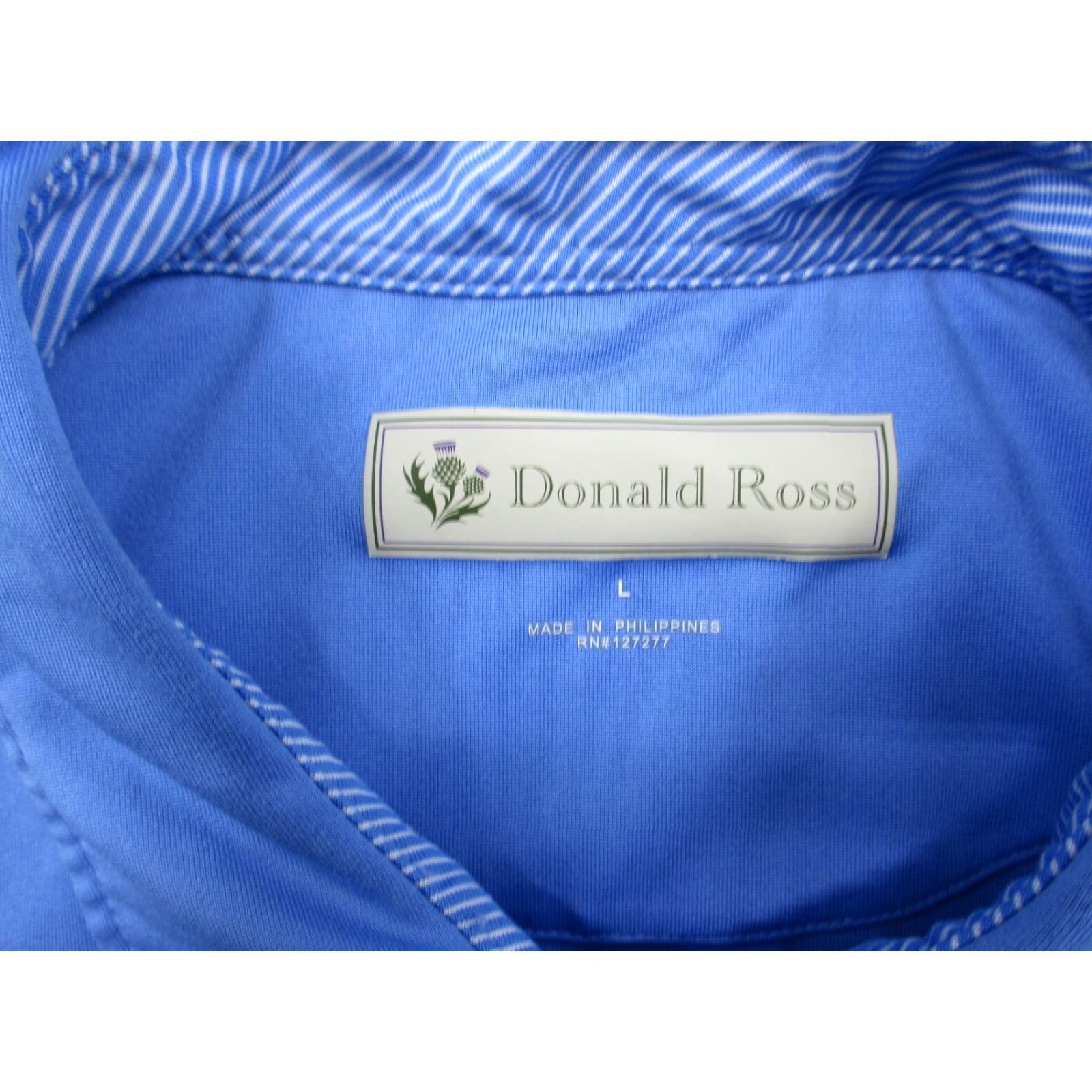 Vintage Donald Ross Golf Polo Shirt Men Large Sky Blue Short Sleeve 100% Polyester Breathable Moisture Wicking Logo Button Polo Shirt - Regular Fit Size US L / EU 52-54 / 3 - 3 Thumbnail