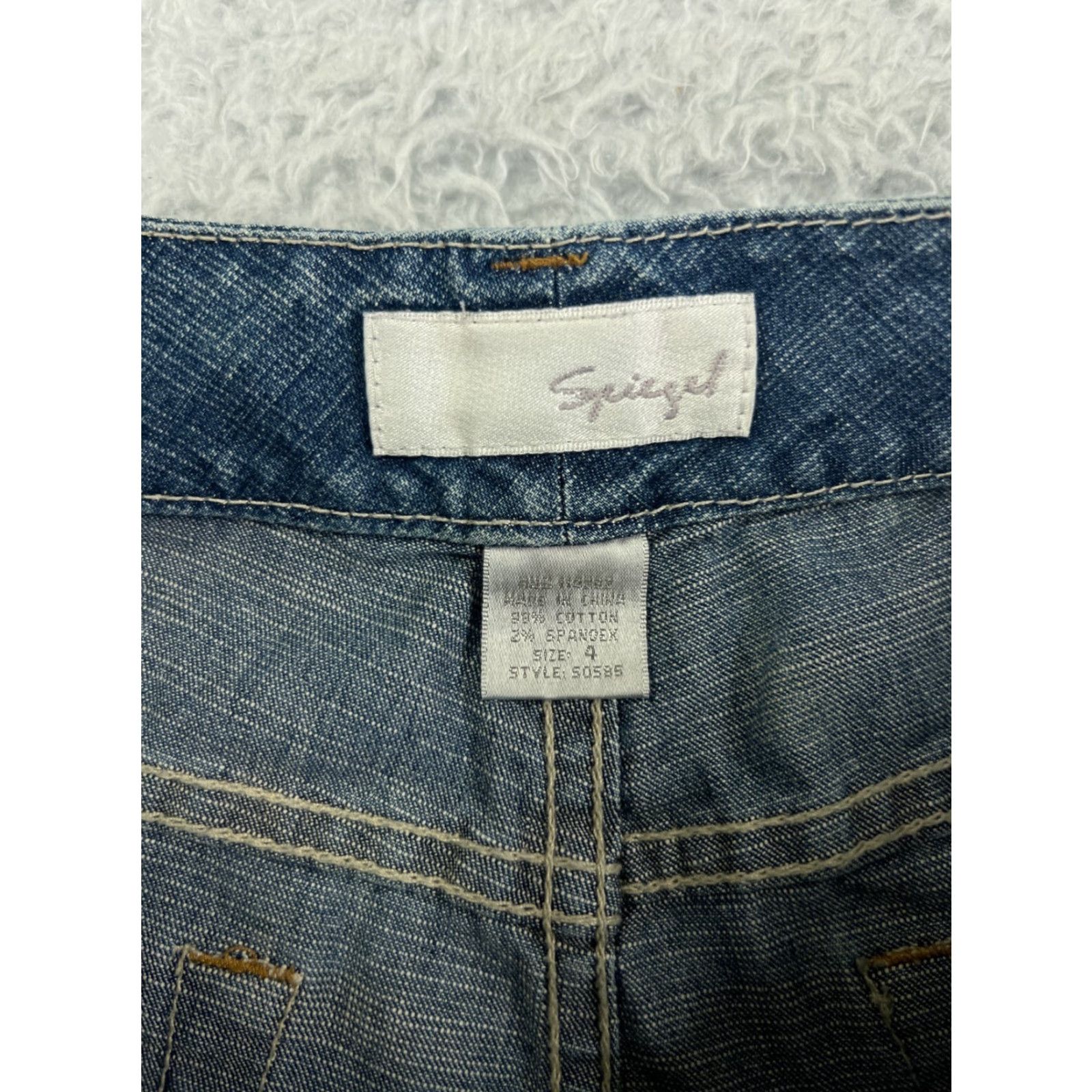 Vintage Spiegel Jeans Womens 4 Blue Denim Bootcut Mid Rise Cotton Blend Stretch Whiskers Cowboy Southwestern American Designer Mens Women Girls Size 27" / US 4 / IT 40 - 3 Thumbnail