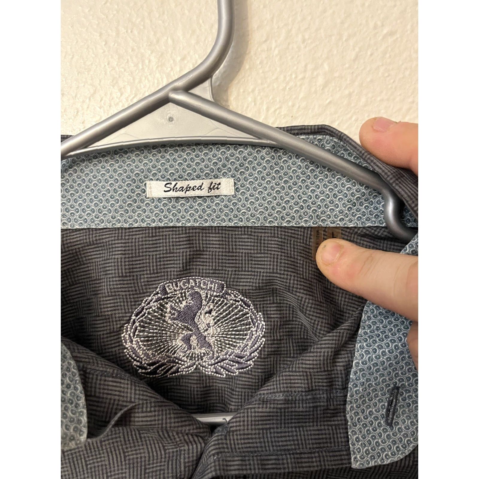 BUGATCHI BUGATCHI Shirt Men L Button-Down Long Sleeve Gray 100% Cotton Flip Cuffs Classic Fit Dress Shirt Size US L / EU 52-54 / 3 - 2 Thumbnail