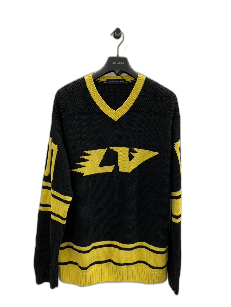 Louis Vuitton Louis Vuitton Yellow Logo V - Neck Sweater Size US L / EU 52-54 / 3 - 1 Thumbnail