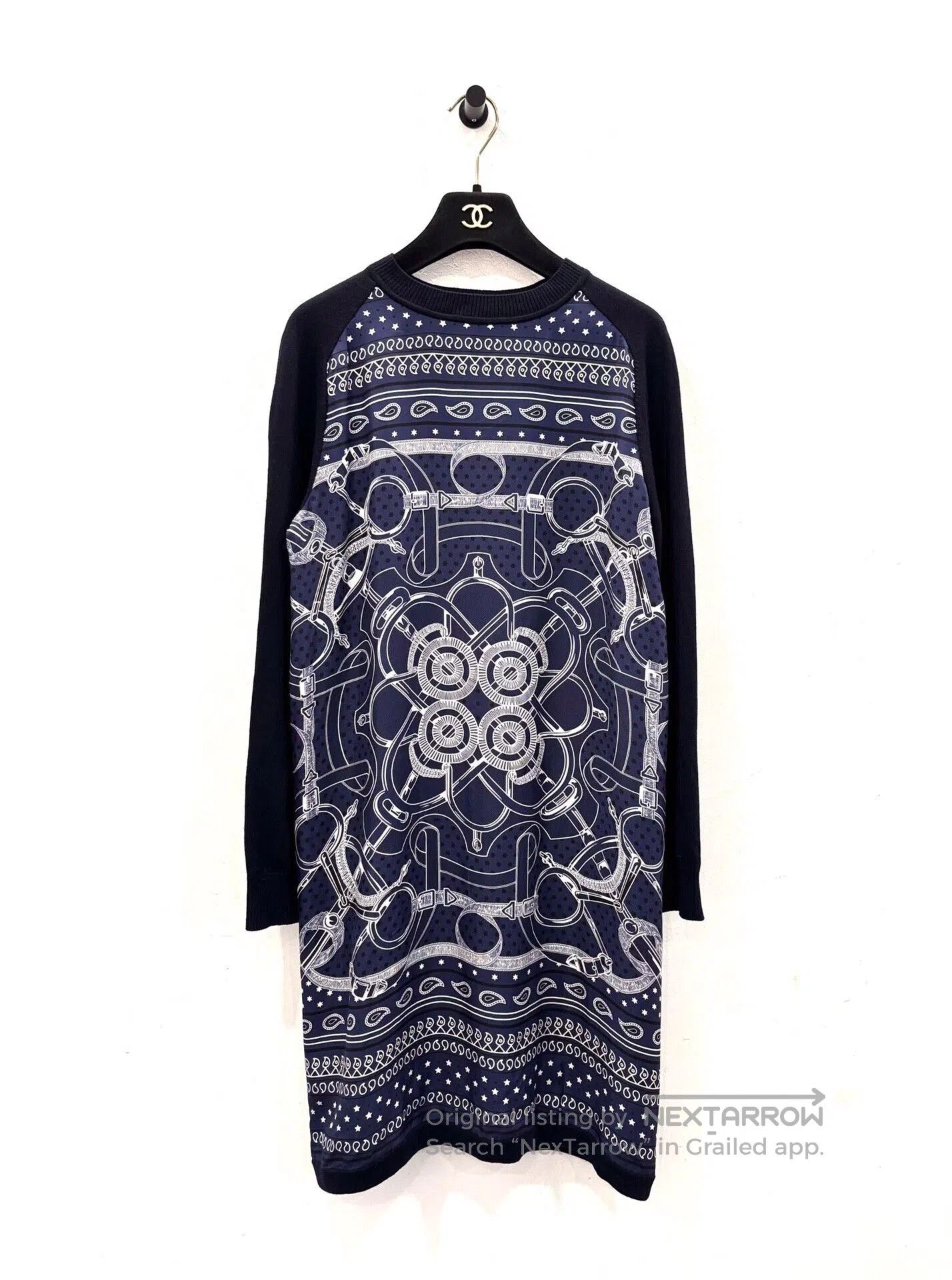 Hermes Hermes Equestrian Pattern Blue Wool Dress. Size XS / US 0-2 / IT 36-38 - 1 Thumbnail