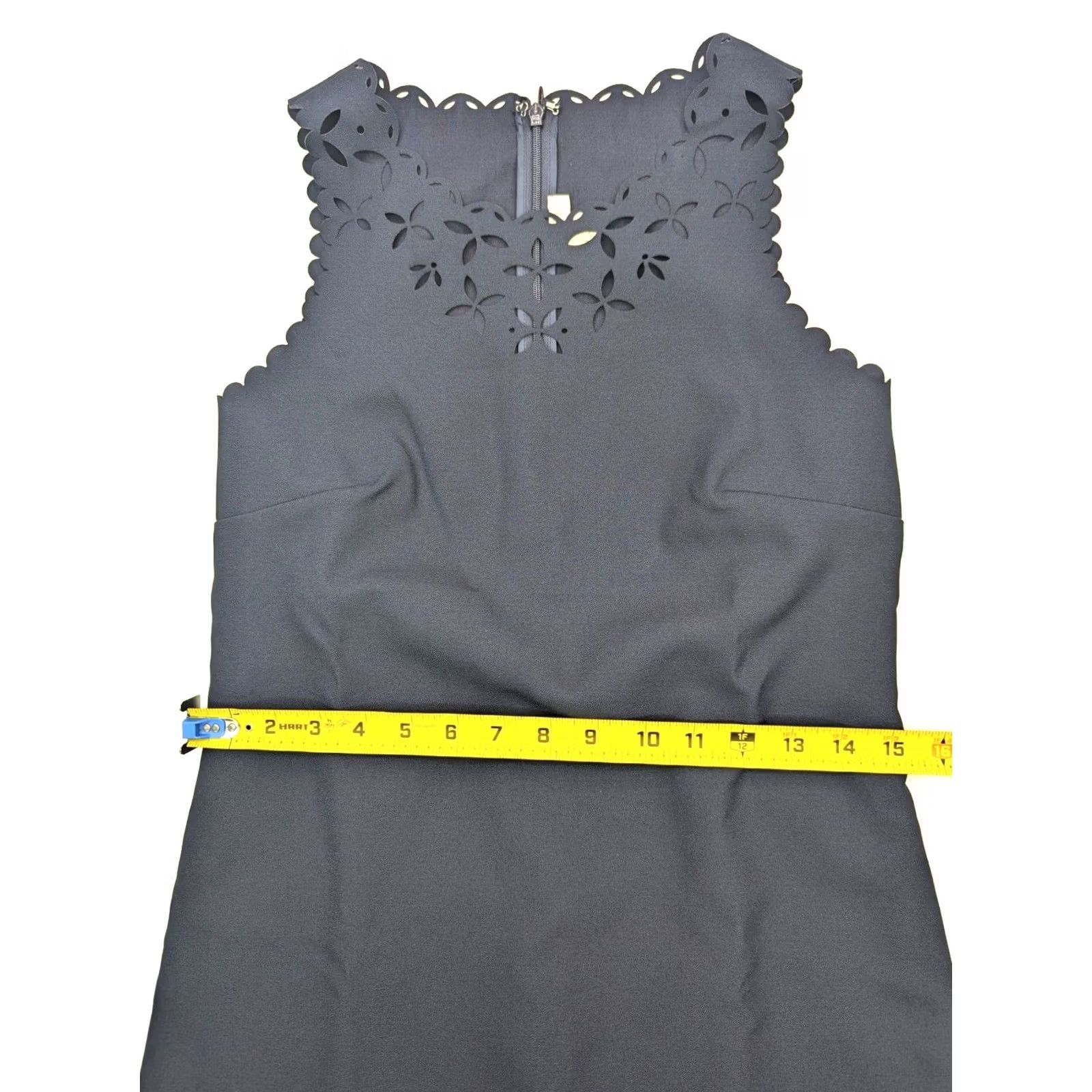 J.Crew J.Crew Navy Sleeveless Shift Dress Women 00 Laser Cut Scalloped Hem EUC Size XXS / US 00 / IT 34 - 5 Thumbnail