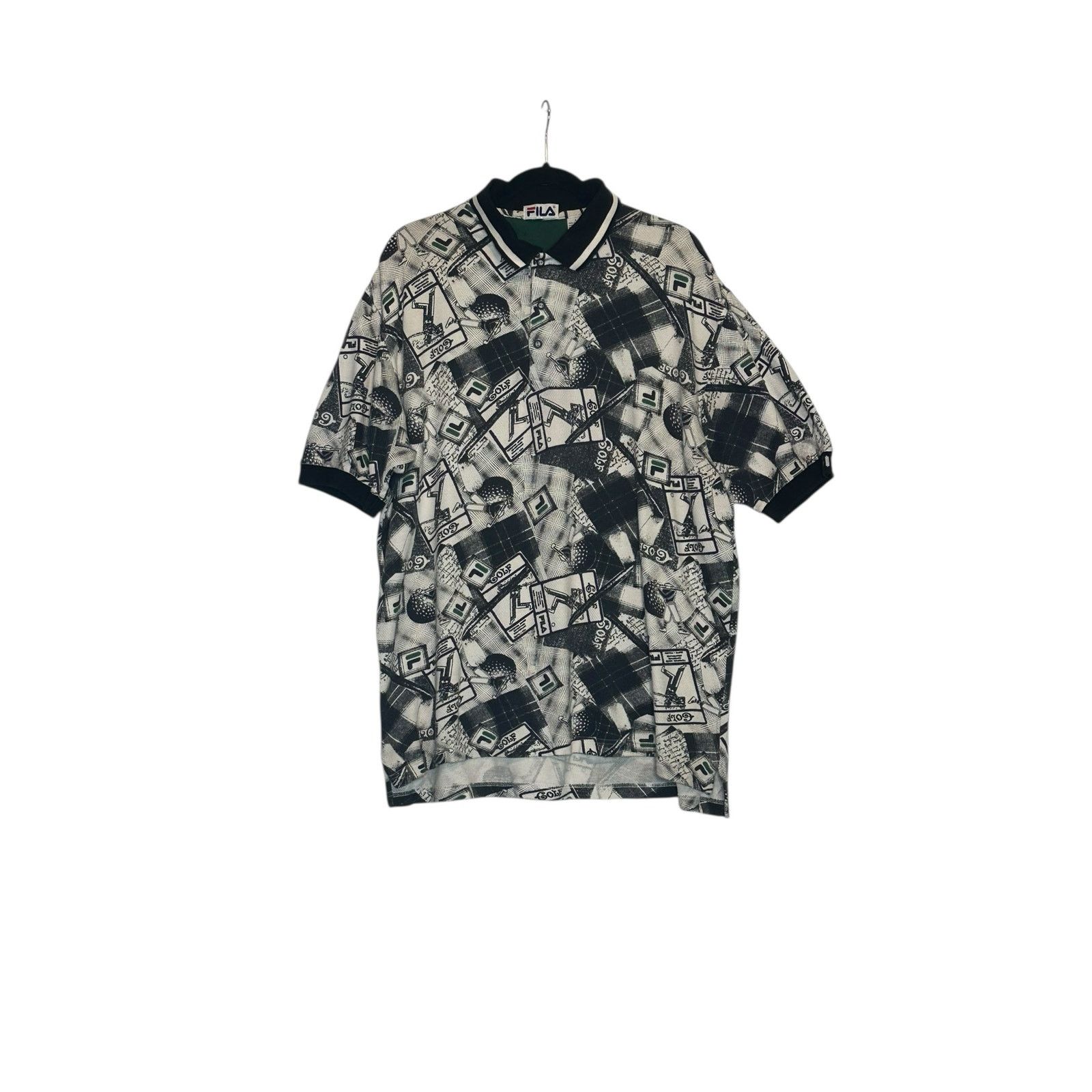Fila Fila black white golf stamps print polo shirt size large Size US L / EU 52-54 / 3 - 10 Thumbnail
