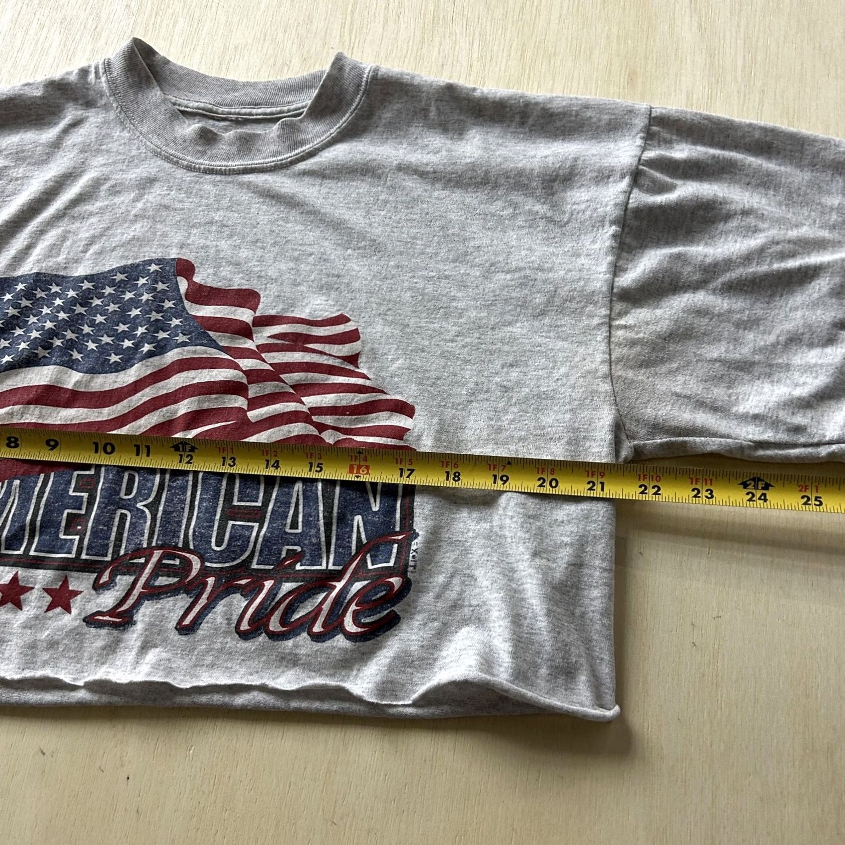 Vintage American Pride Shirt Womens Large Gray Cropped Flag Graphic USA Patriotic Tee Size L / US 10 / IT 46 - 6 Thumbnail