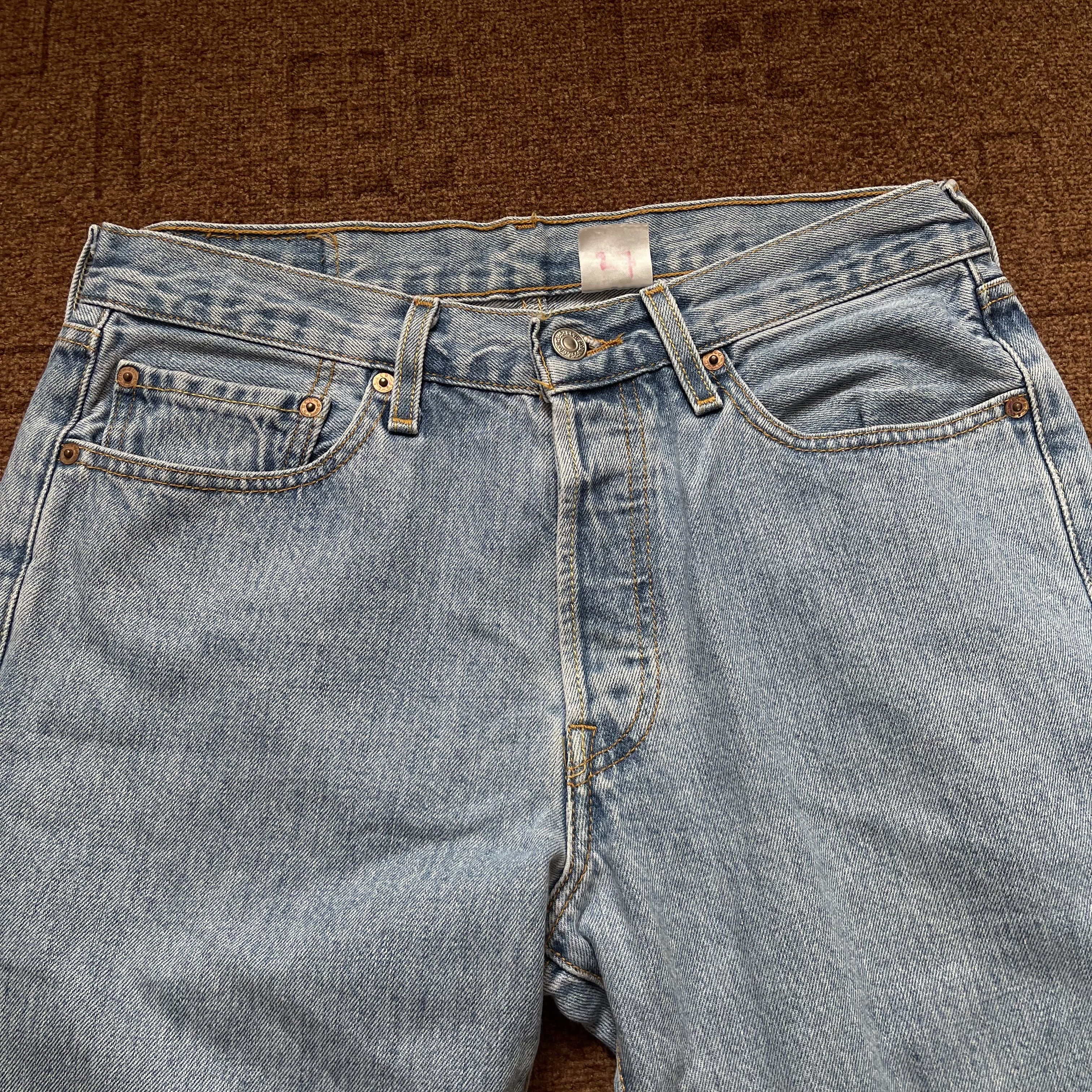 Jean × Vintage 90s Vintage Levi's 501 Blue white Jeans 32x30 Size US 32 / EU 48 - 5 Thumbnail