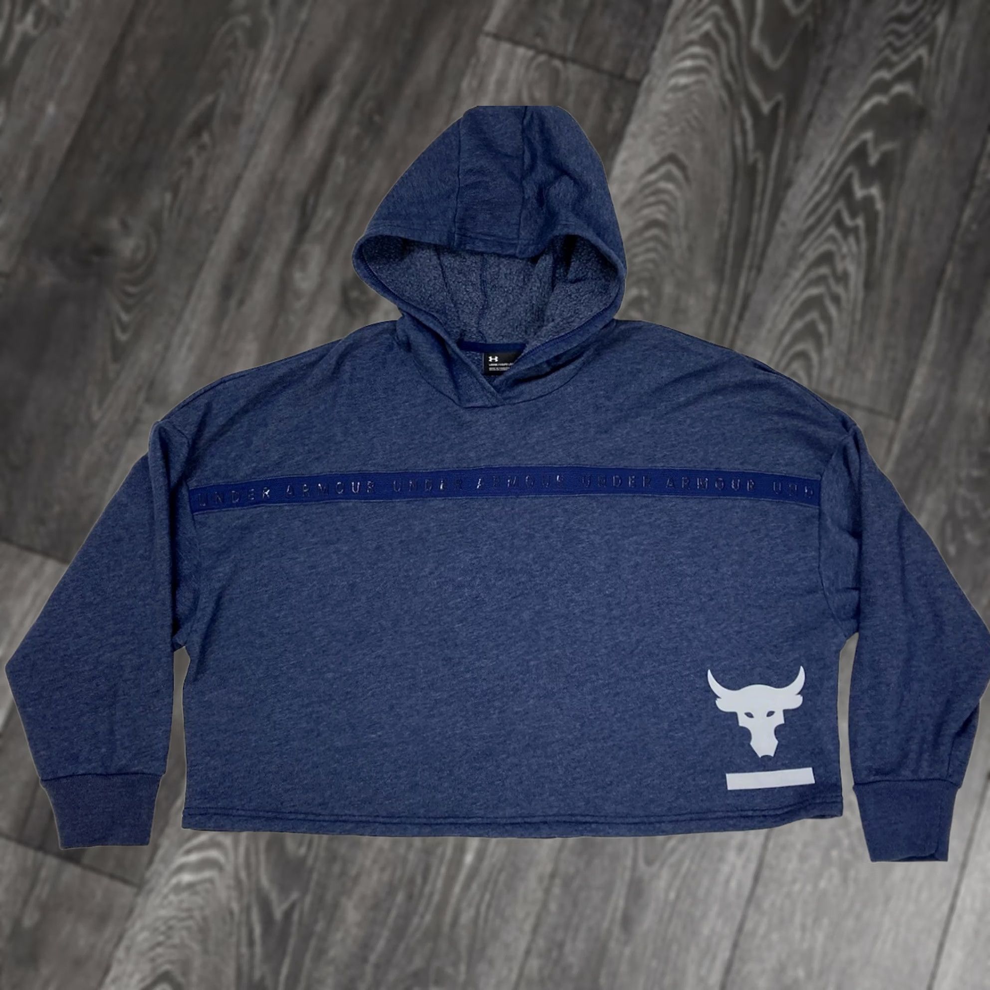 Under Armour Under Armour Project Rock Taped Fleece Pullover Hoodie Women Medium Blue 1346014 Size M / US 6-8 / IT 42-44 - 1 Thumbnail