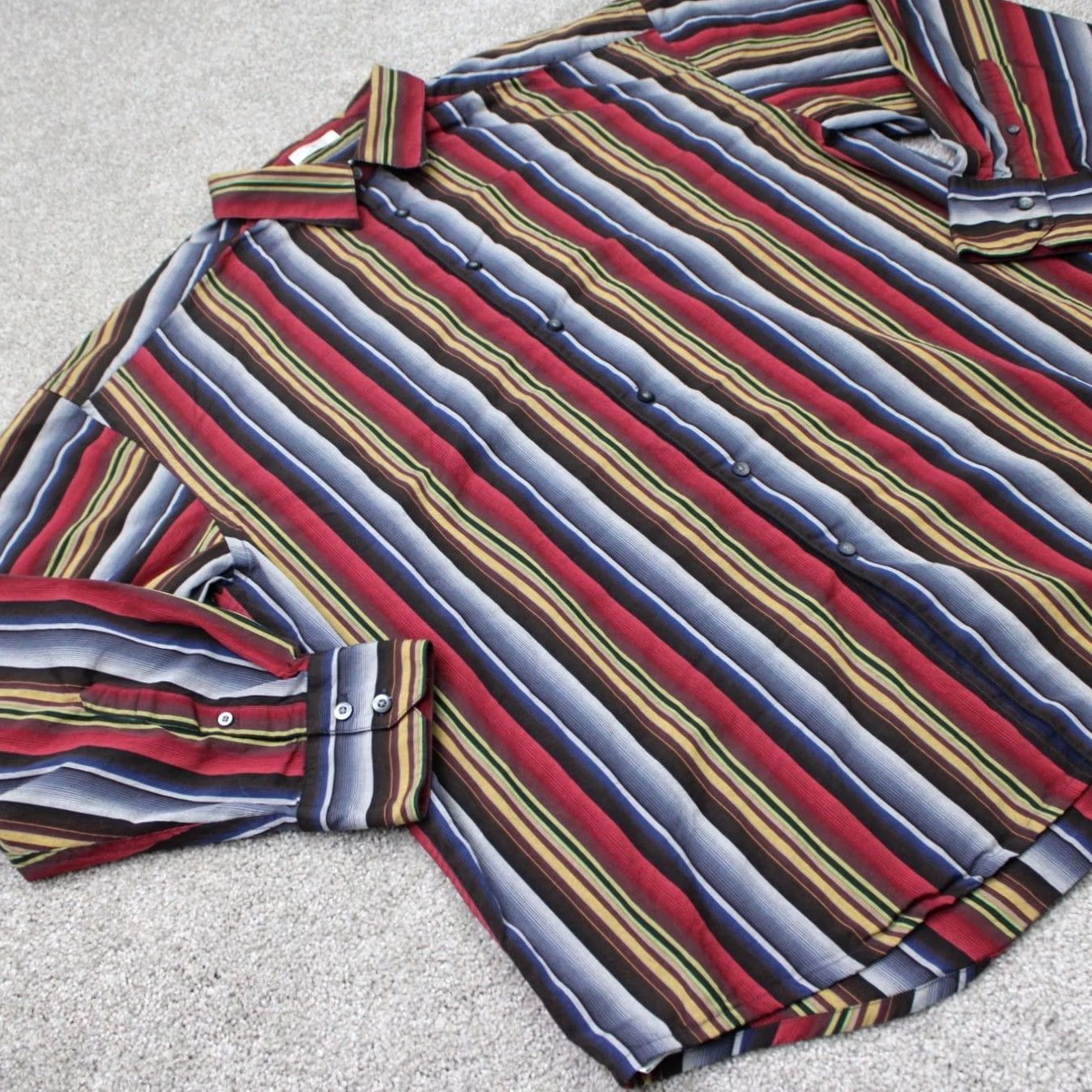 Geoffrey Beene Geoffrey Beene Shirt Mens XL Red/Gray/Brown Striped 100% Cotton Long Sleeve Size US XL / EU 56 / 4 - 5 Thumbnail