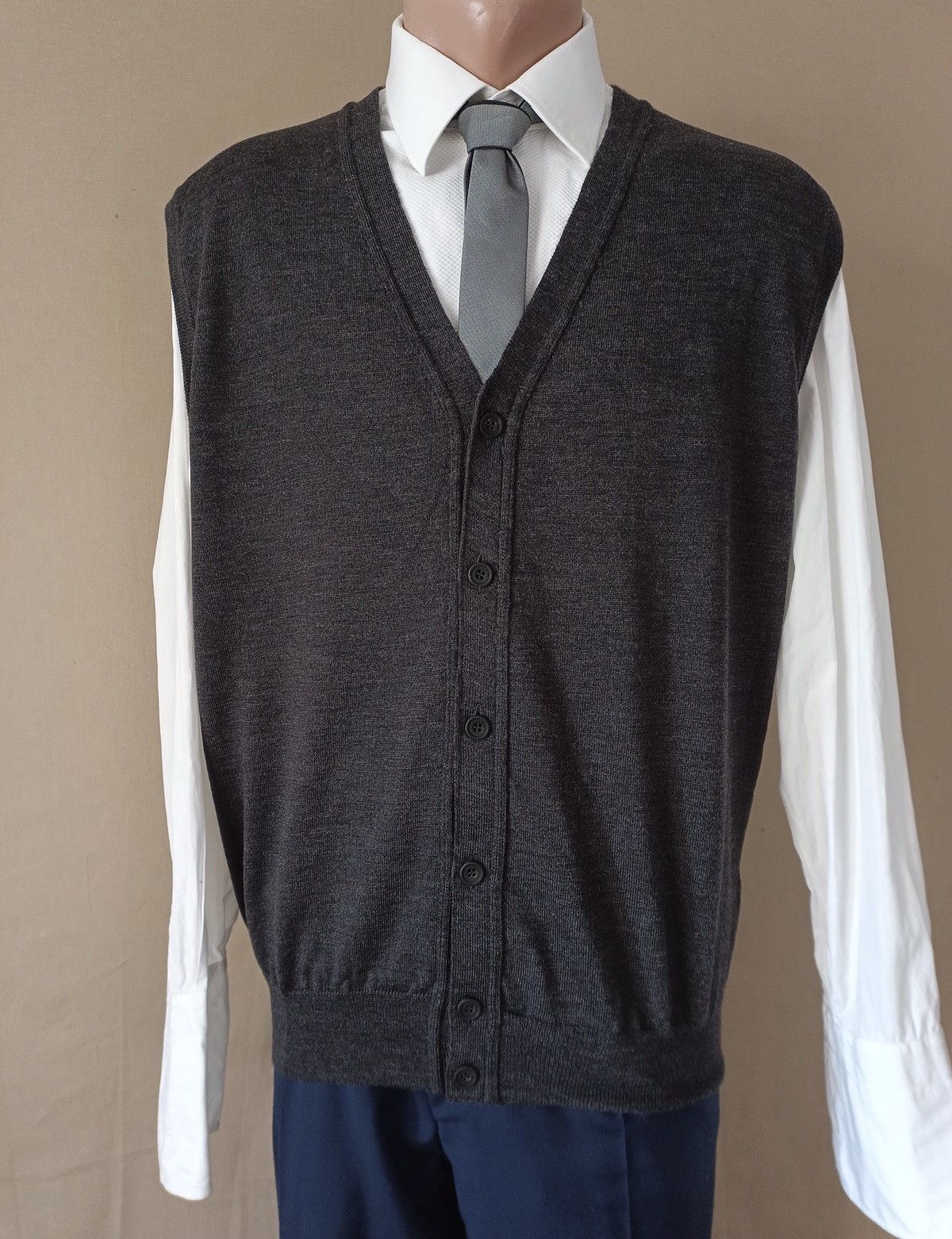 Zanieri Zanieri Lana Wool Grey Mens Knit Cardigan Vest XL Size US XL / EU 56 / 4 - 1 Thumbnail