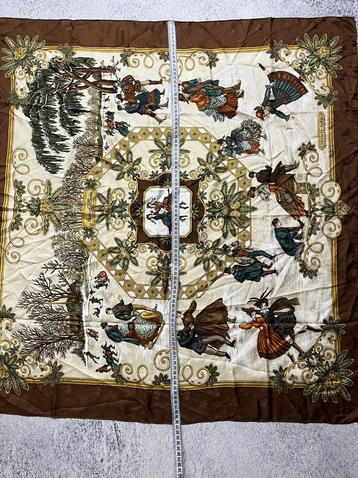 Hermes × Vintage Vintage Hermes Joies D’hiver Brown Silk Scarf Rare Size ONE SIZE - 11 Thumbnail