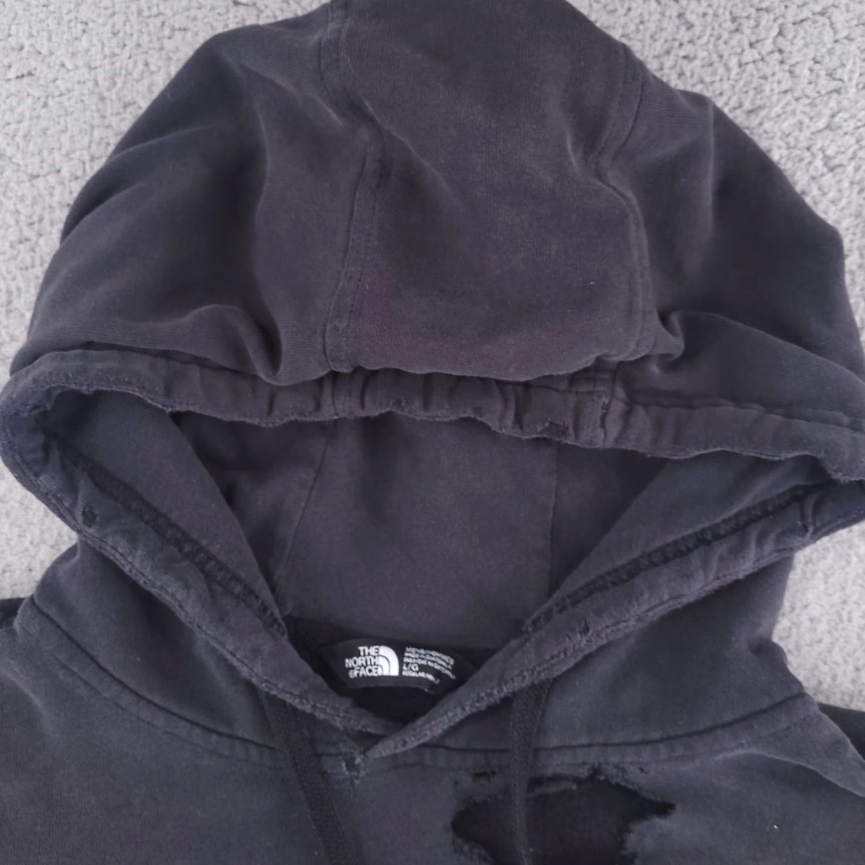 The North Face The North Face Hoodie Mens Large Black Grunge Distressed Ripped Sweatshirt Pullover Size US L / EU 52-54 / 3 - 7 Thumbnail