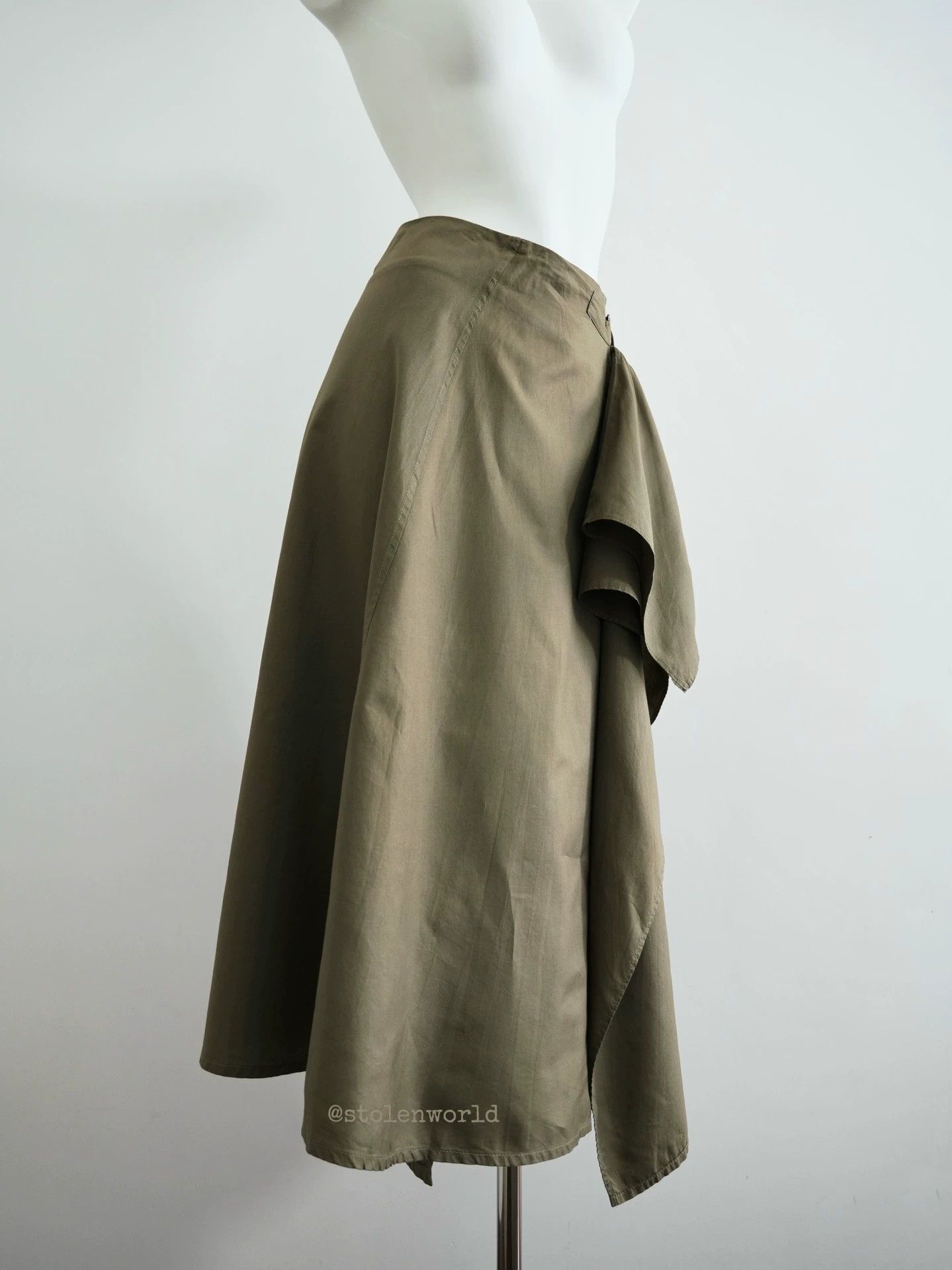 Yohji Yamamoto Yohji Yamamoto Noir Military Green Drape Skirt Size 26" / US 2 / IT 38 - 5 Thumbnail