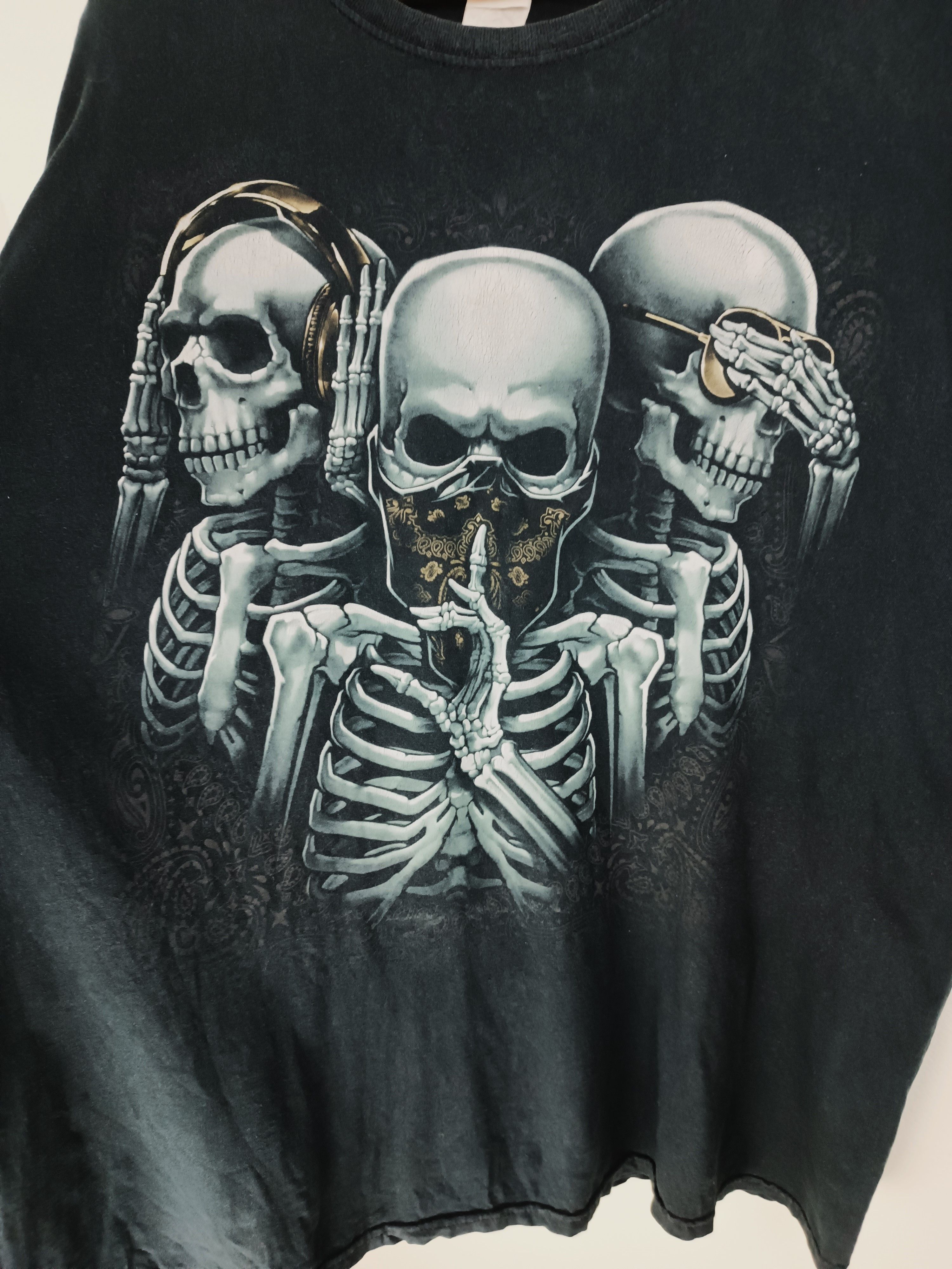 Vintage VINTAGE Y2K SEE NO EVIL SPEAK NO EVIL SKULL TEE VERY RARE Size US XL / EU 56 / 4 - 10 Thumbnail