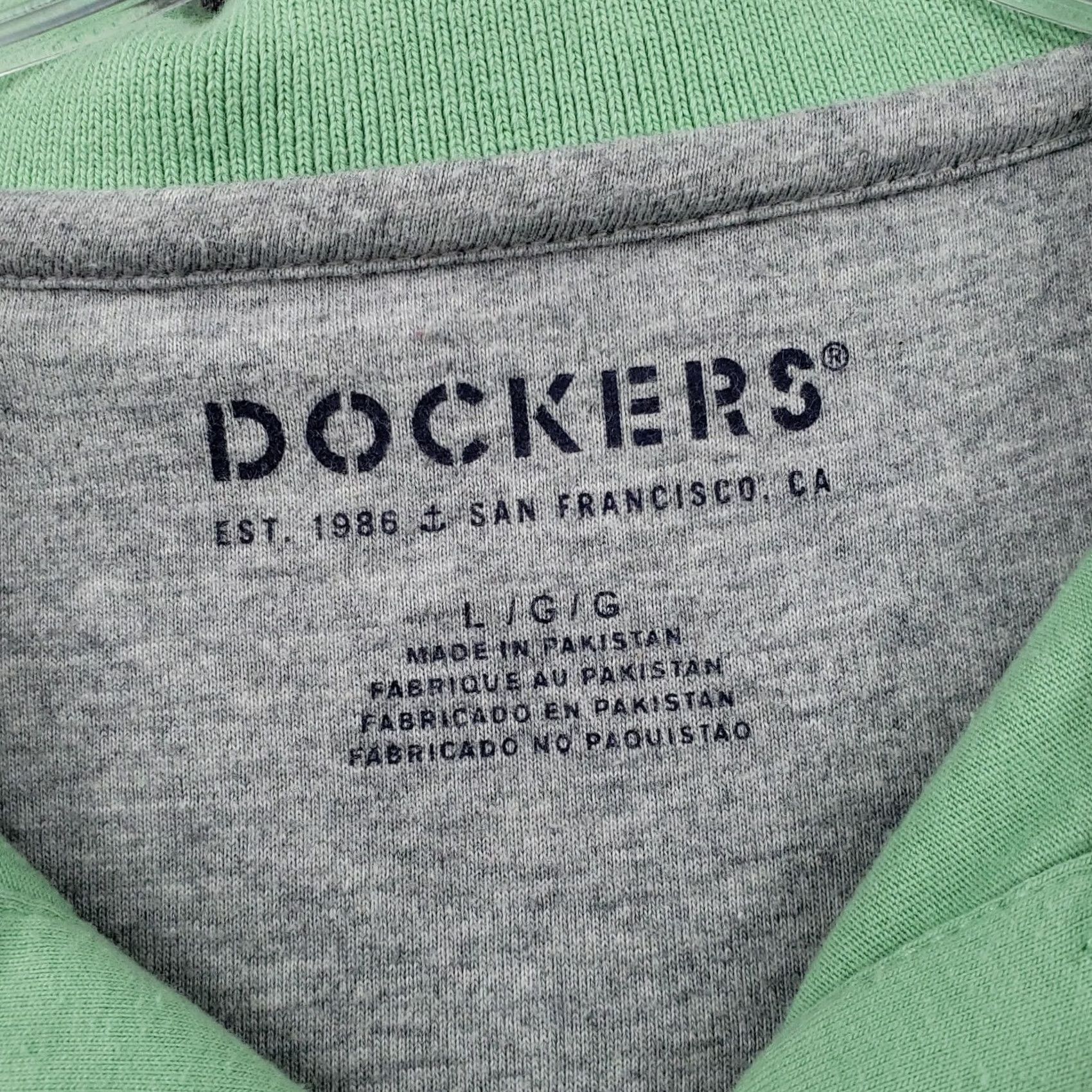 Dockers Dockers Shirt Mens Large L Green Polo Solid Cotton Blend Button Short Sleeves Size US L / EU 52-54 / 3 - 3 Thumbnail