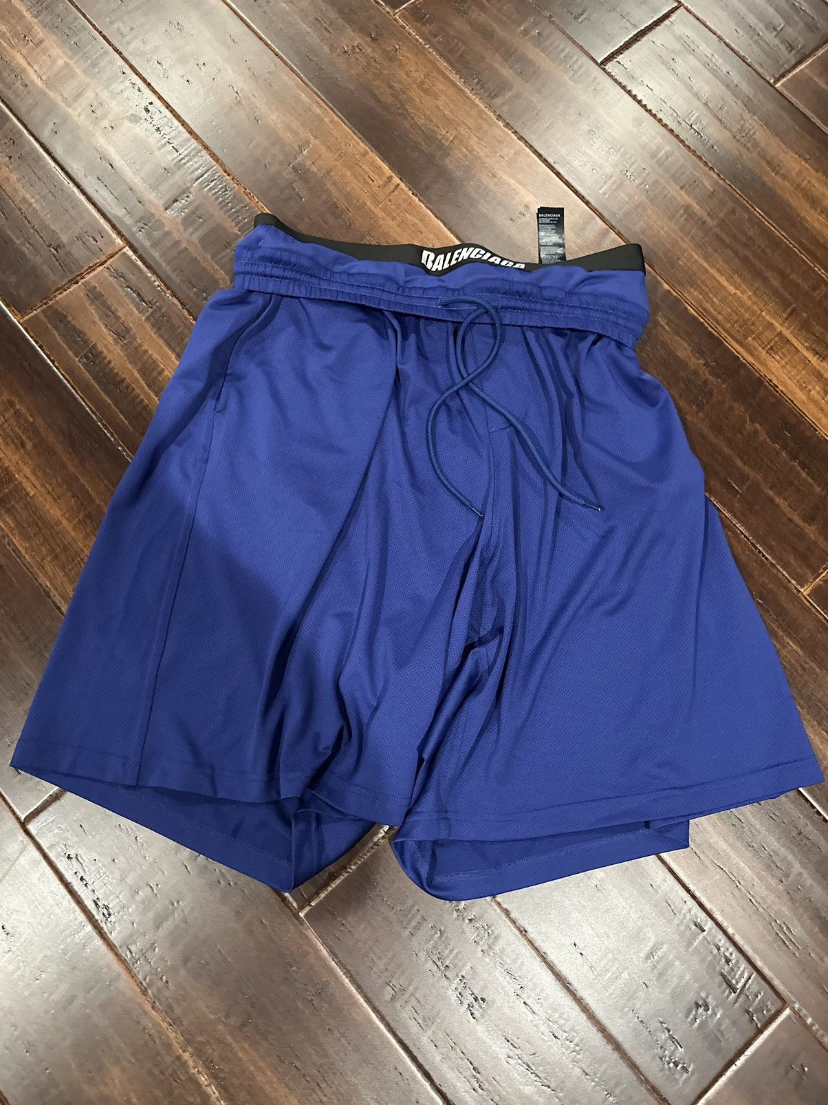 image of Balenciaga Saggy Swim Shorts in Blue, Men's (Size 32)