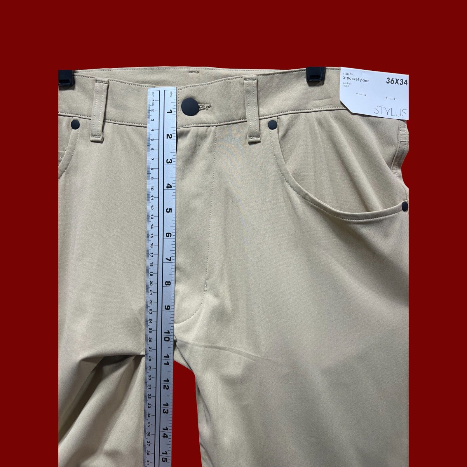 Other Stylus - Men's Slim Fit Flat Front Chino Pants - 5 Pockets - Size US 36 / EU 52 - 6 Thumbnail