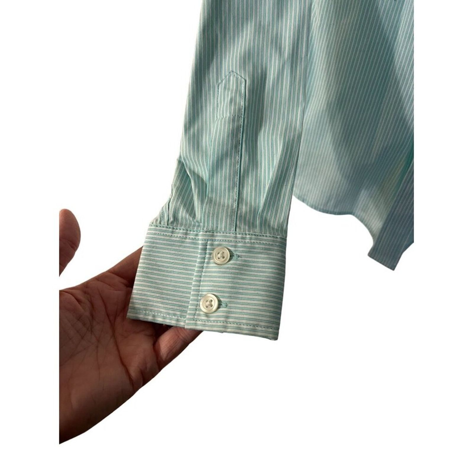 Banana Republic Banana Republic Non Iron Fitted Shirt size 8 Green Pinstripe Size M / US 6-8 / IT 42-44 - 4 Thumbnail