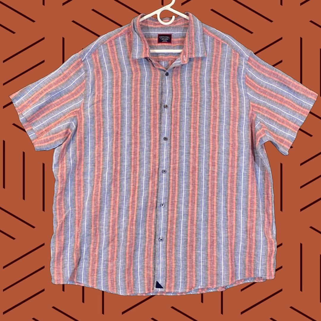 UNTUCKit UNTUCKit Shirt Mens 3XL Red Blue Gray Striped 100% Linen Button Up Dress Top S/S Shirt Mens 3XL Red Blue Gray Striped Linen Button Up Dress Top S/S Size US XXL / EU 58 / 5 - 1 Thumbnail