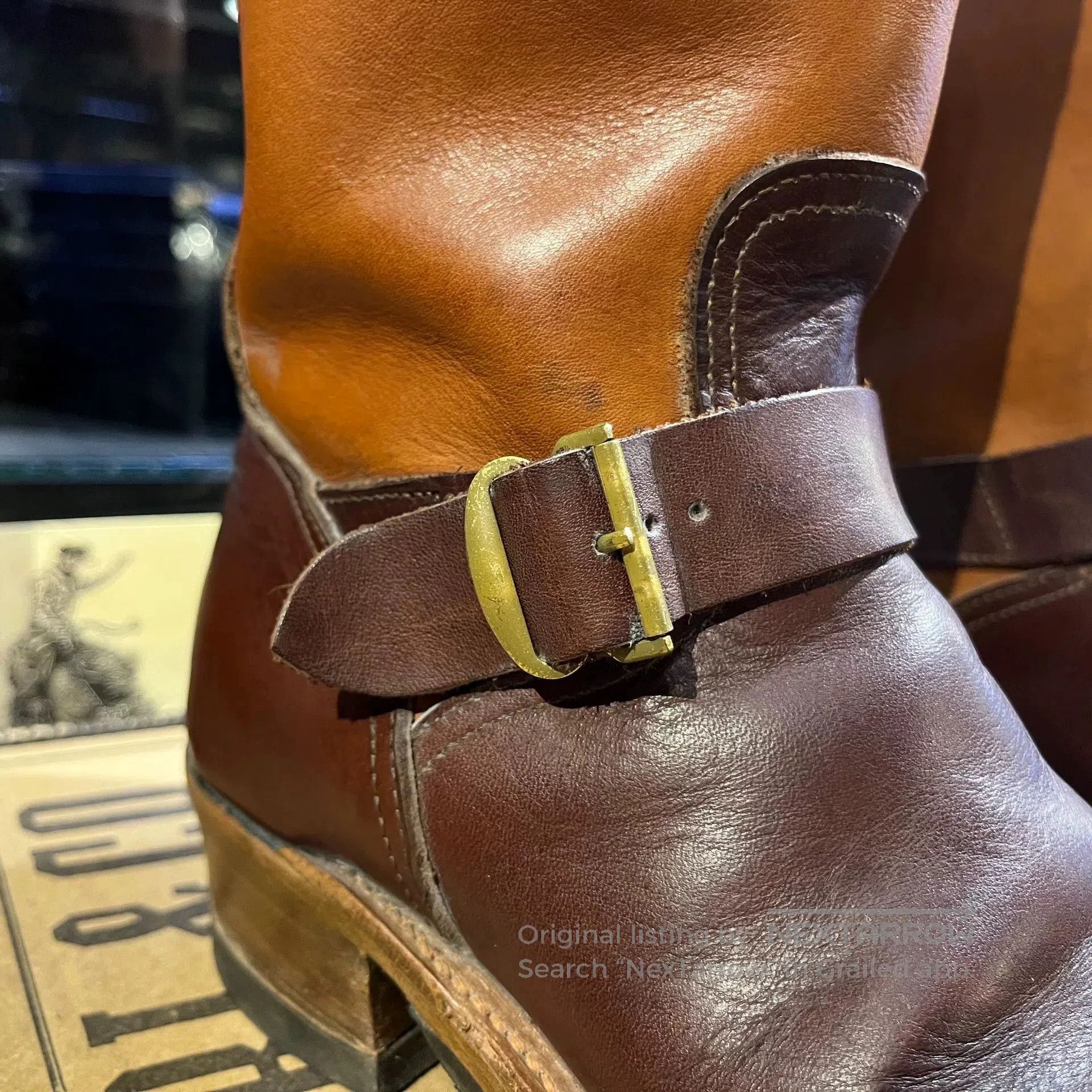 RRL Ralph Lauren rrl engineer boots in leather and tan. Size US 7 / EU 40 - 3 Thumbnail