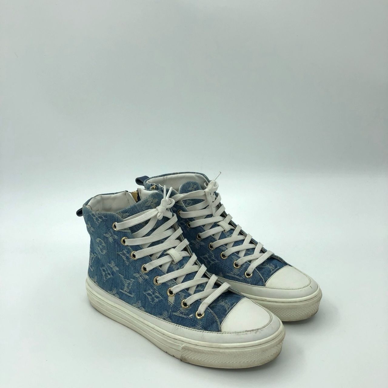 Louis Vuitton Louis Vuitton Lv 36 Denim Blue High Top Sneakers W/ White So Size US 6 / IT 36 - 9 Thumbnail
