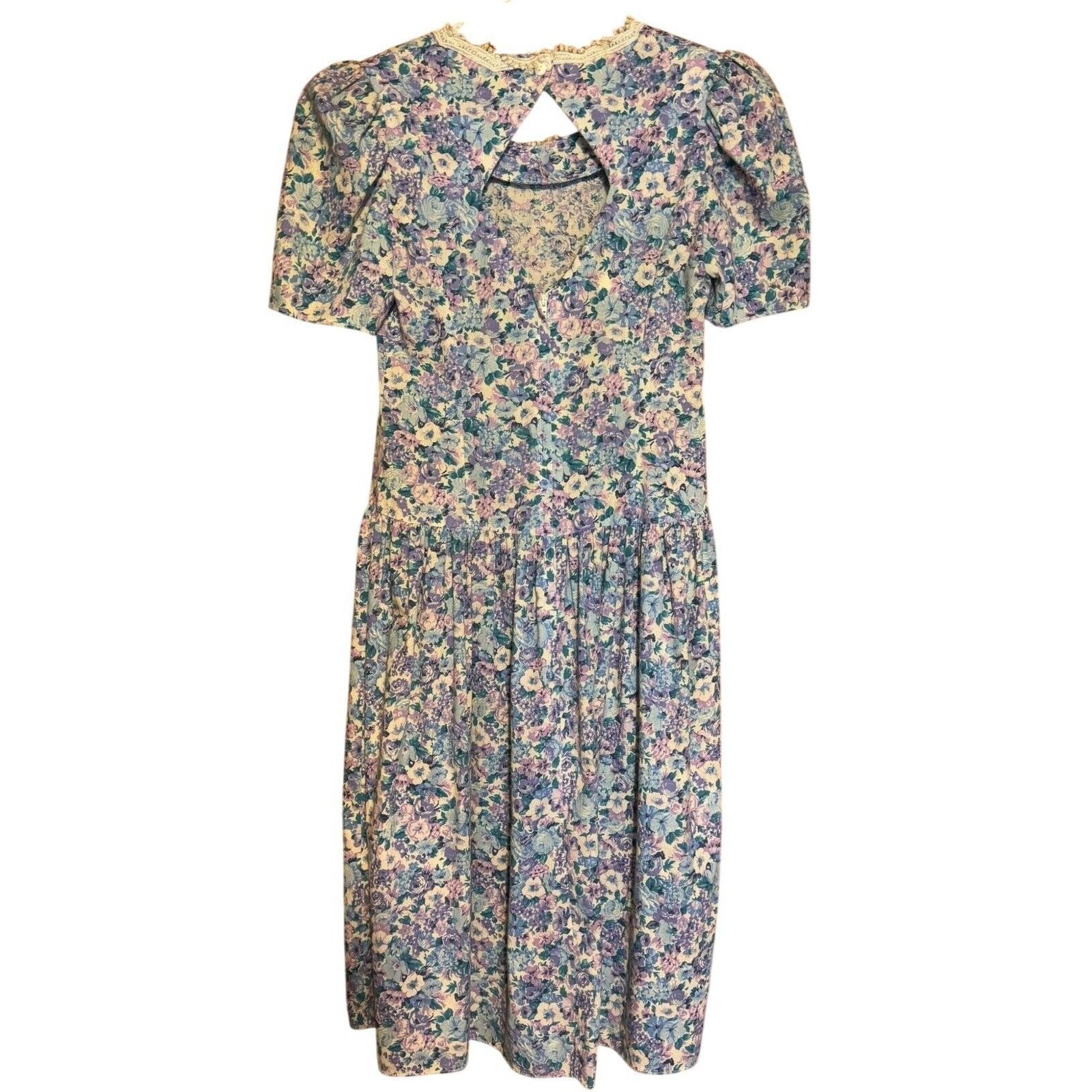 Other Vintage Gunne Sax Jessica McClintock Dress Floral Purple Blu Size XL / US 12-14 / IT 48-50 - 5 Thumbnail