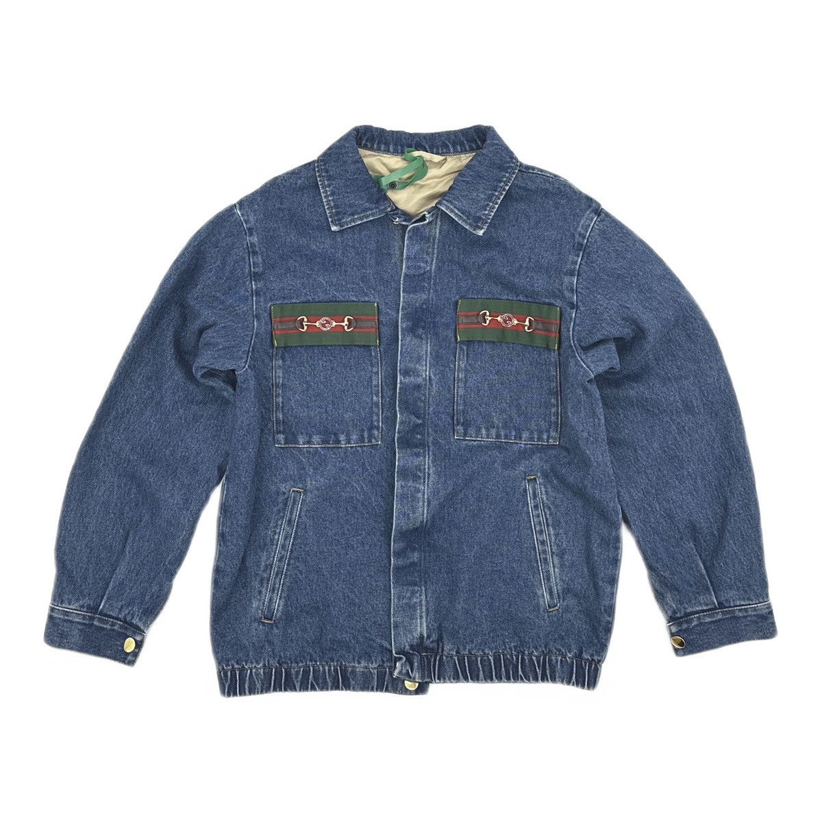 Gucci Gucci Web Stripe & Horsebit Logo Denim Jacket Size US S / EU 44-46 / 1 - 1 Thumbnail