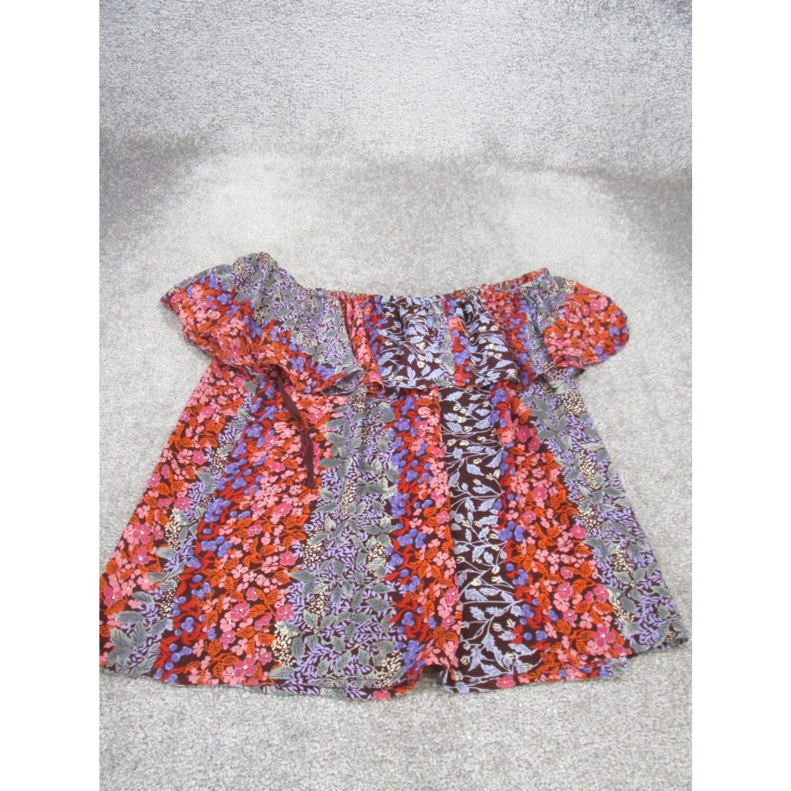 Vintage Maeve Shirt Womens Small Burgundy Red Floral Blouse Size S / US 4 / IT 40 - 3 Thumbnail