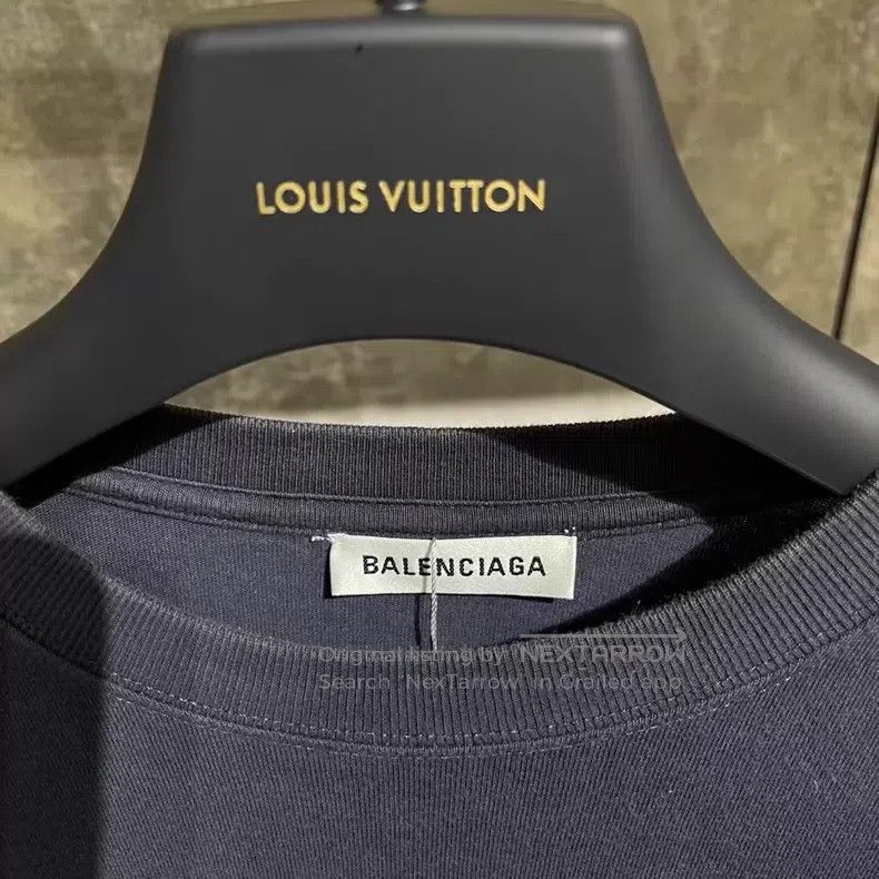 Balenciaga Balenciaga Navy Blue Wheat Patterned T-Shirt Size US XS / EU 42 / 0 - 8 Thumbnail