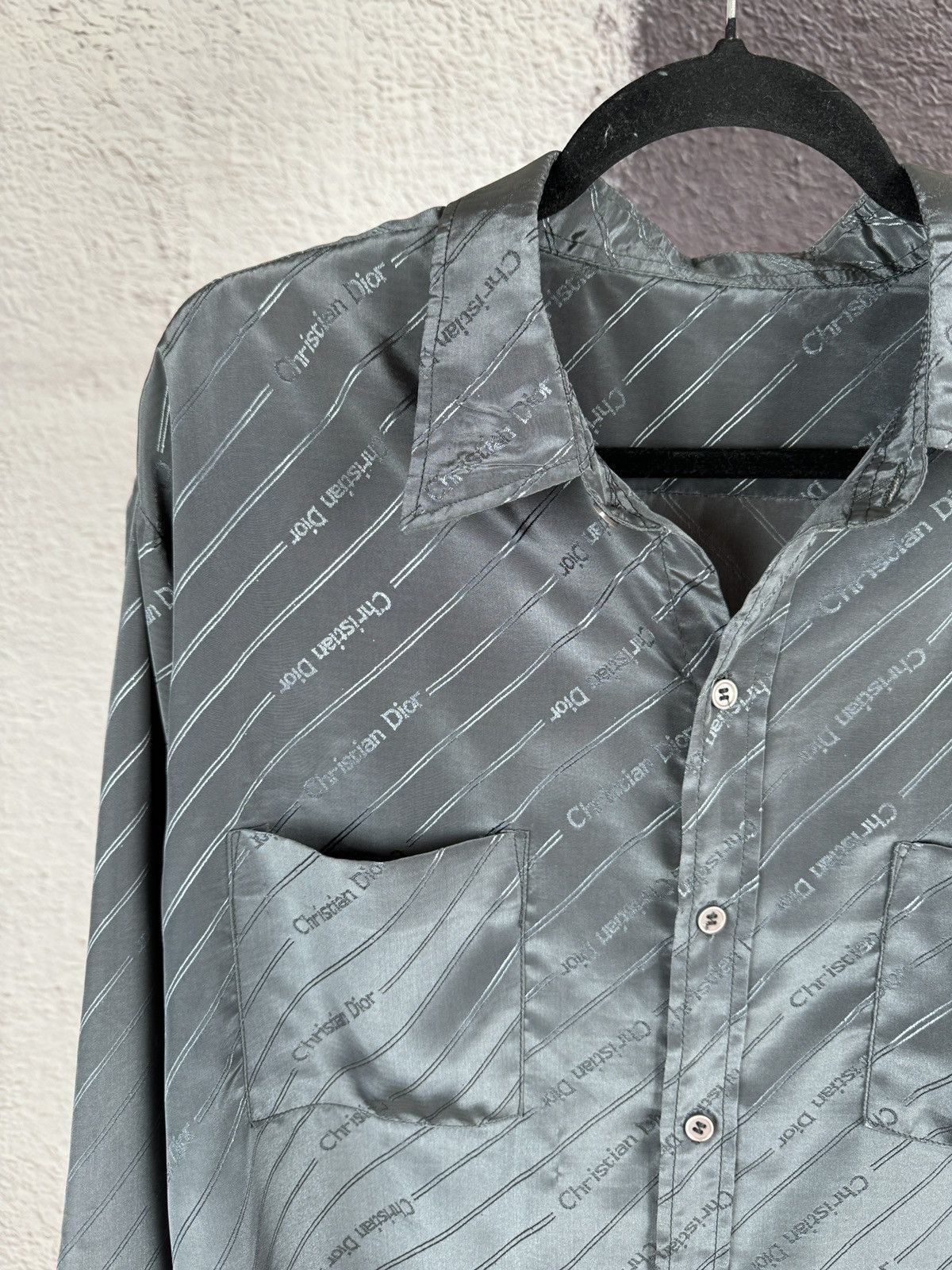Vintage Vintage Monogram grey shimmer long sleeve shirt Size US XL / EU 56 / 4 - 3 Thumbnail
