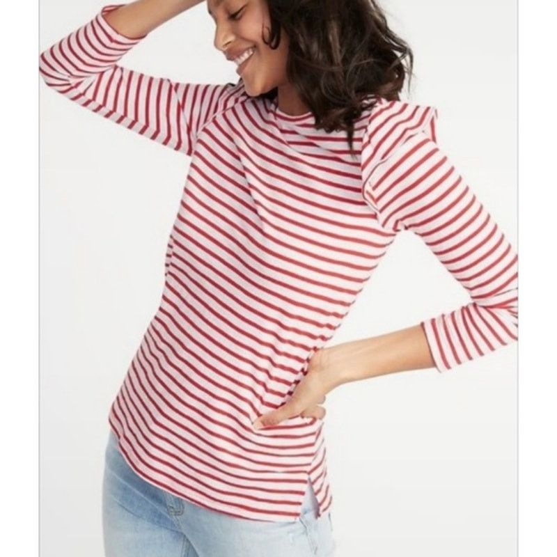 Old Navy Old Navy Long Sleeve Ruffle Top Blue Striped Womens XS Size XS / US 0-2 / IT 36-38 - 8 Thumbnail