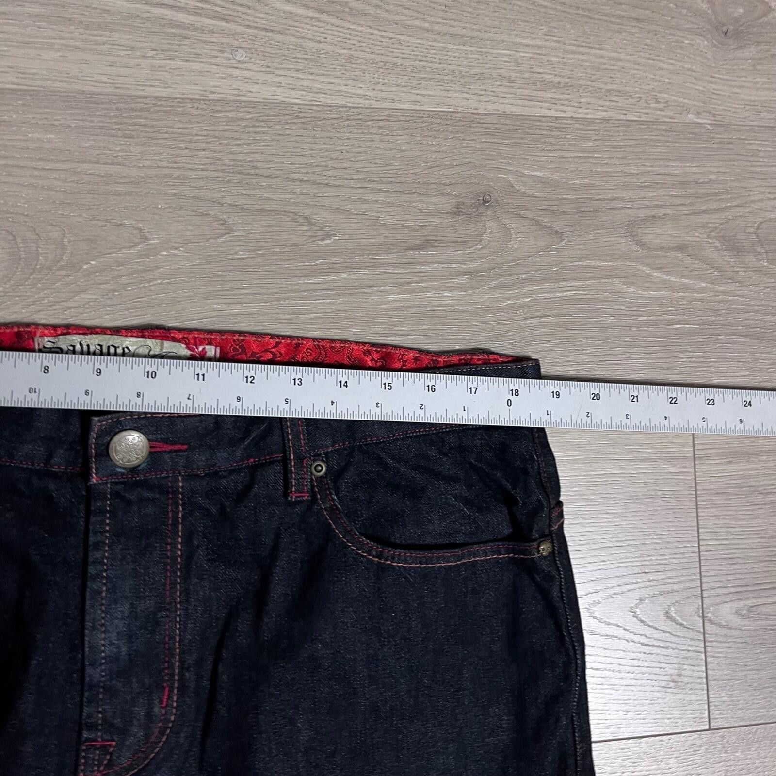 Other Y2K Savage Art Mens Dark Wash Denim Jeans Red Stitching Deta Size US 37 - 5 Thumbnail