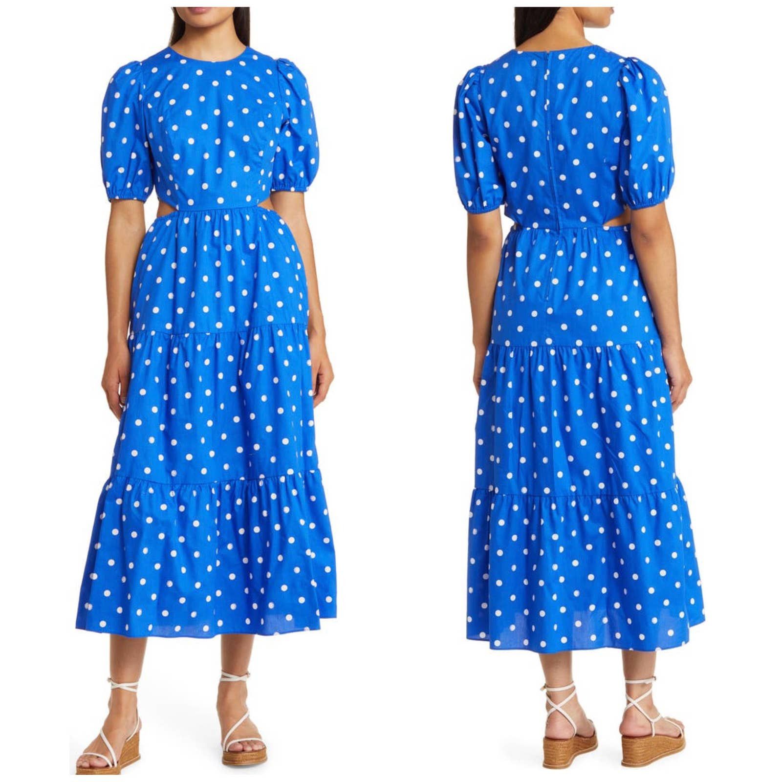 image of Lilly Pulitzer Lyssa Polka Dot Cutout Tiered Dress Blue, Women's (Size Small)