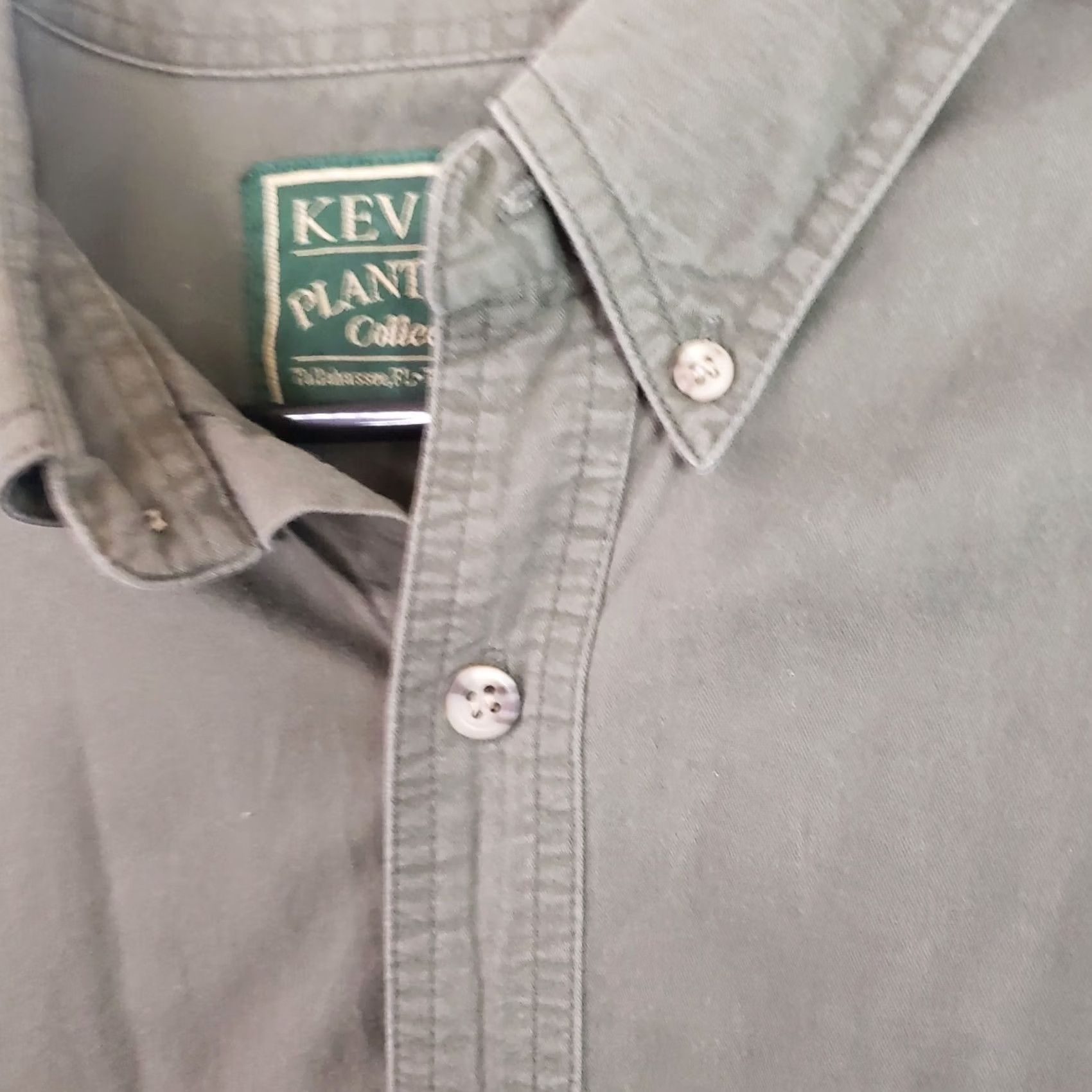 Vintage Kevins Plantation Collection Mens XL Button-Down Long Sleeve Shirt Green Twill Cotton Solid Casual Workwear Size US XL / EU 56 / 4 - 5 Thumbnail