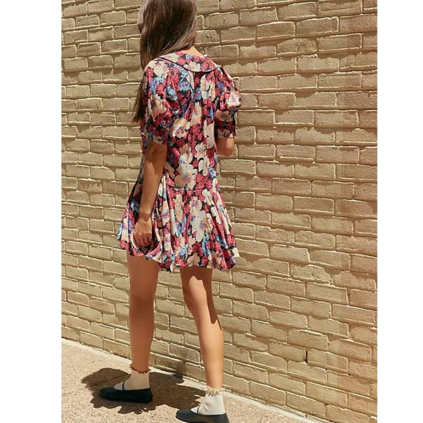 Free People New Sugar Crush Mini Dress $148 X-SMALL Black Floral Combo Size XS / US 0-2 / IT 36-38 - 3 Thumbnail