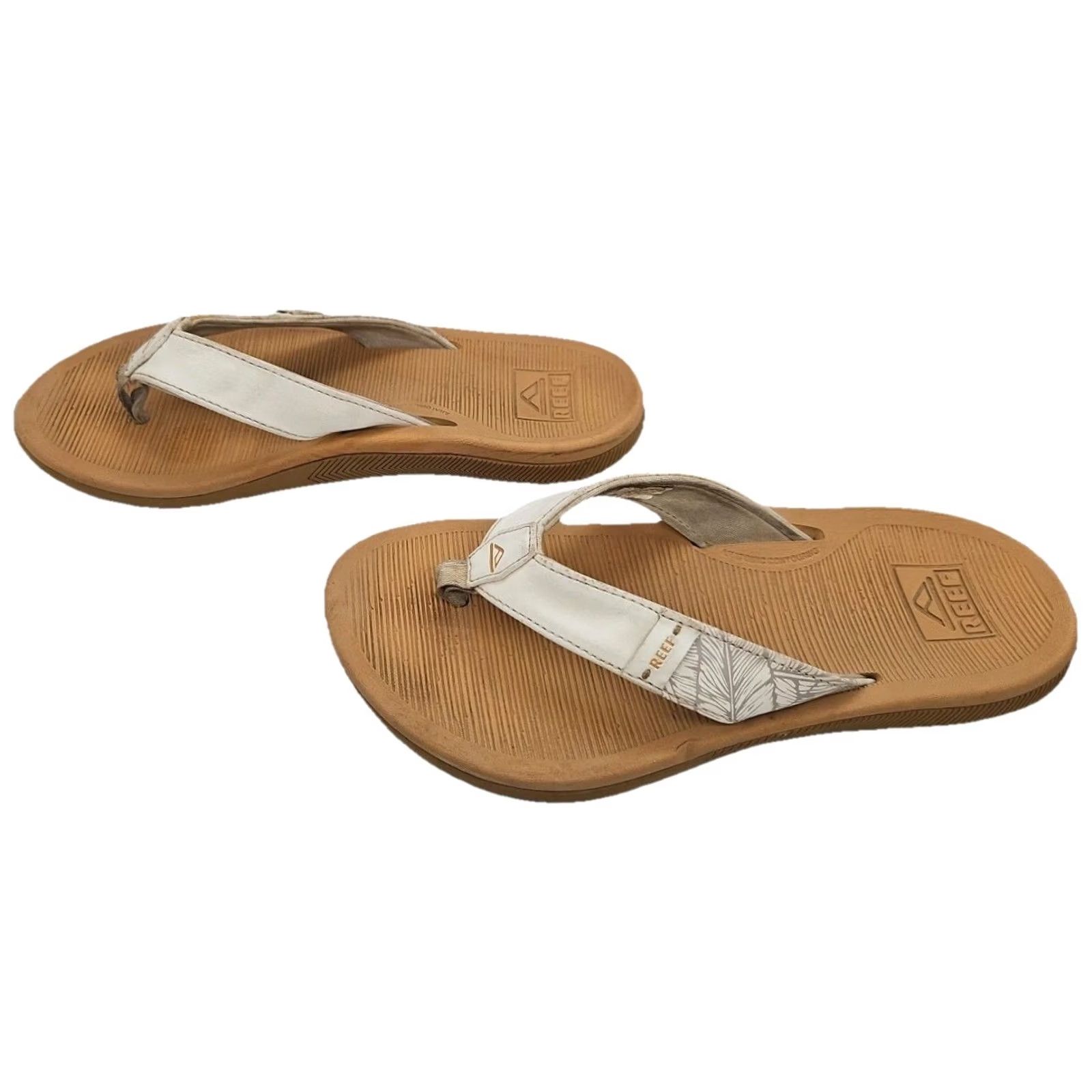 REEF Reef Women Flip Flop Sandal White Tan Cushioned Footbed Casual Beach Sandals Size US 7 / IT 37 - 4 Thumbnail