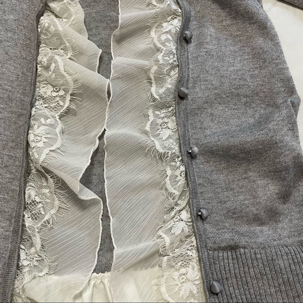 Other Plastic Island Rayon Wool Grey Cardigan With Lace Detail Si Size M / US 6-8 / IT 42-44 - 9 Thumbnail