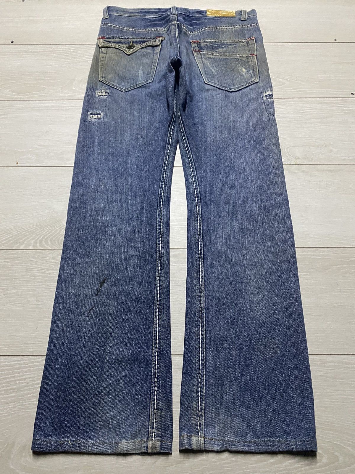 Tornado Mart Vintage Japanese Authentic Mud Wash Distressed Bootcut Jeans Size US 33 - 2 Thumbnail