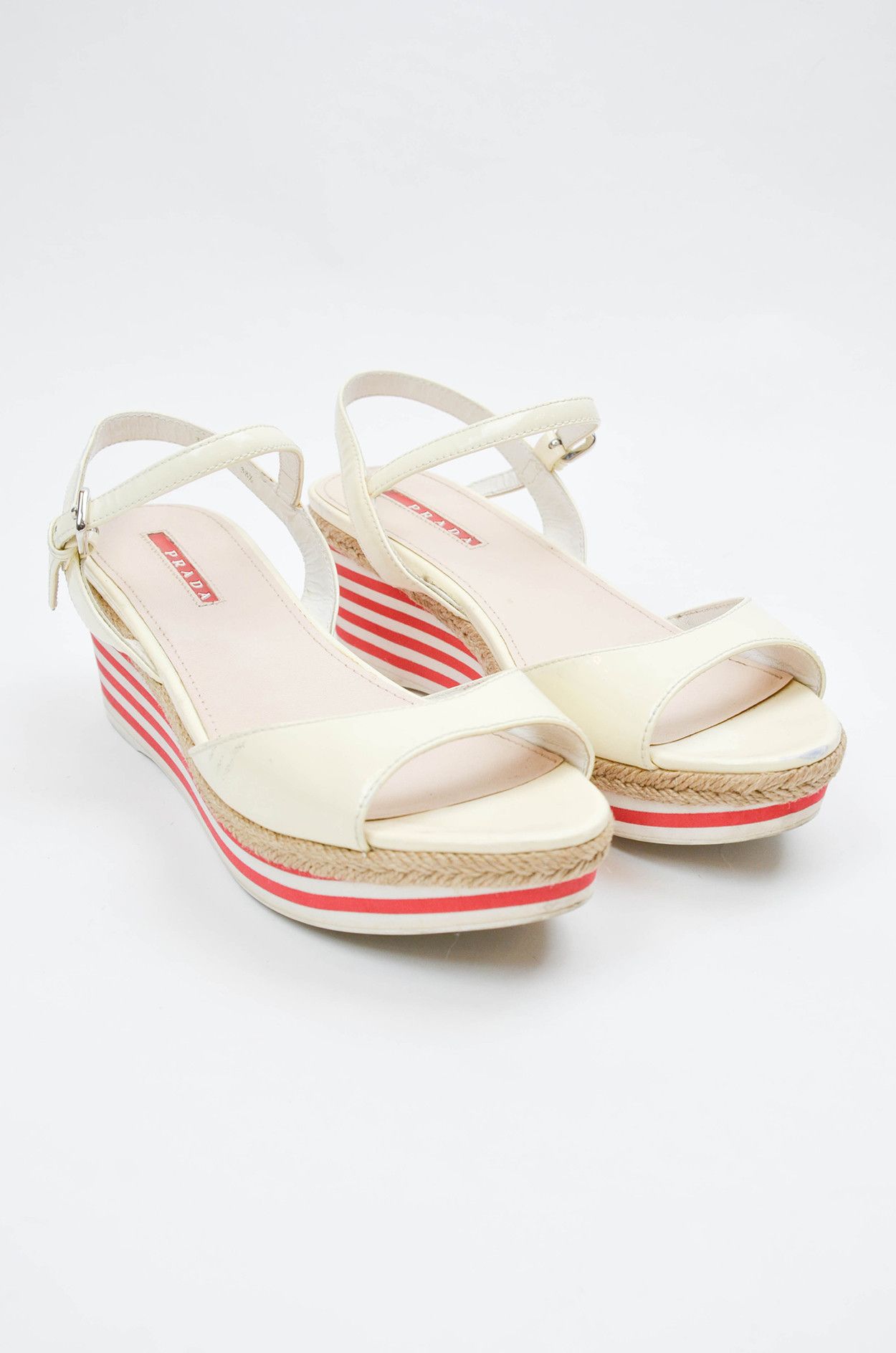 Prada Prada Linea Rossa Beige Leather Wedges Platform Size 38.5 Size US 7.5 / IT 37.5 - 2 Thumbnail