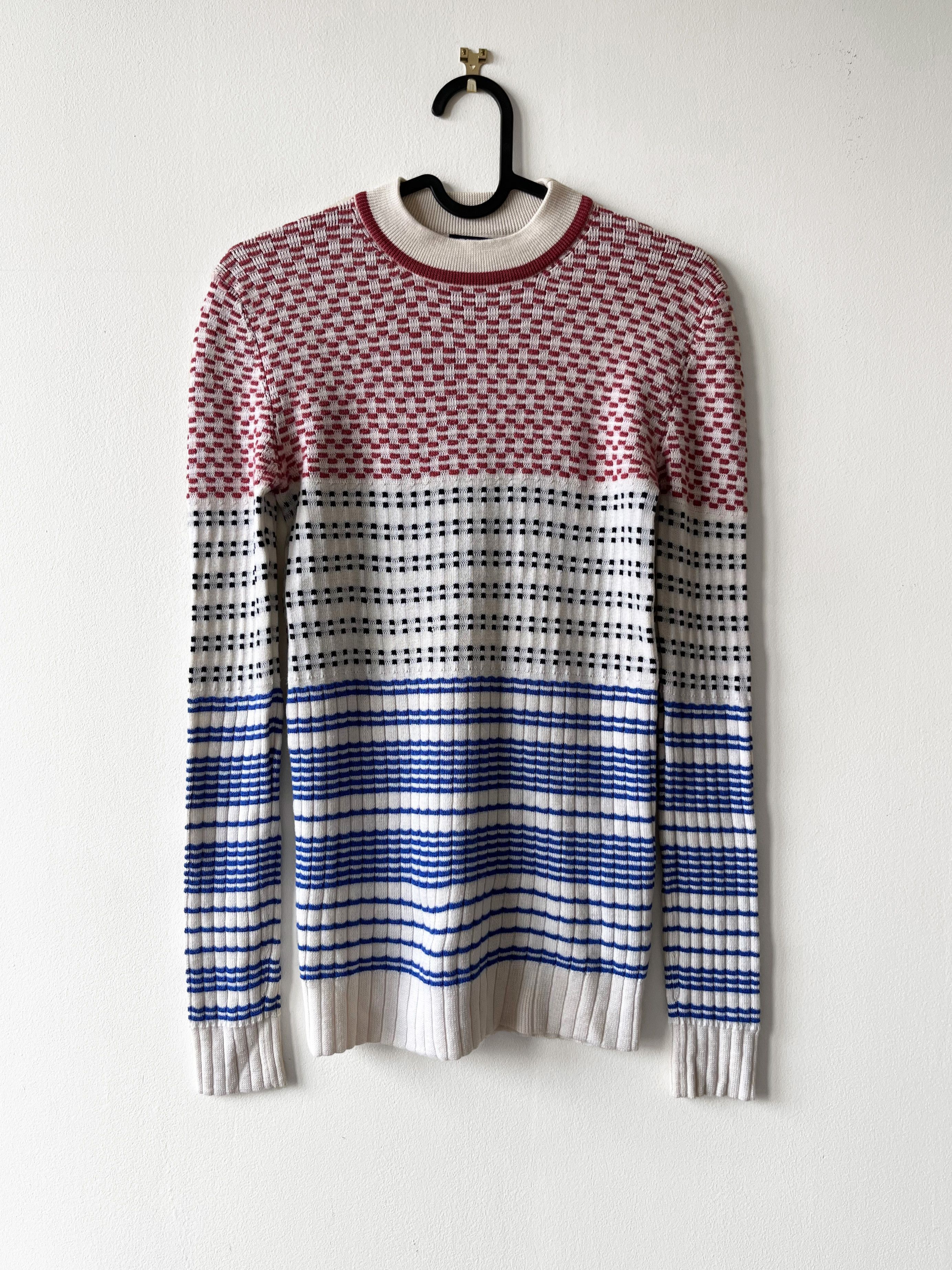 Jil Sander Jil Sander Navy White Fair Isle Crew-neck Sweater Size S / US 4 / IT 40 - 1 Thumbnail