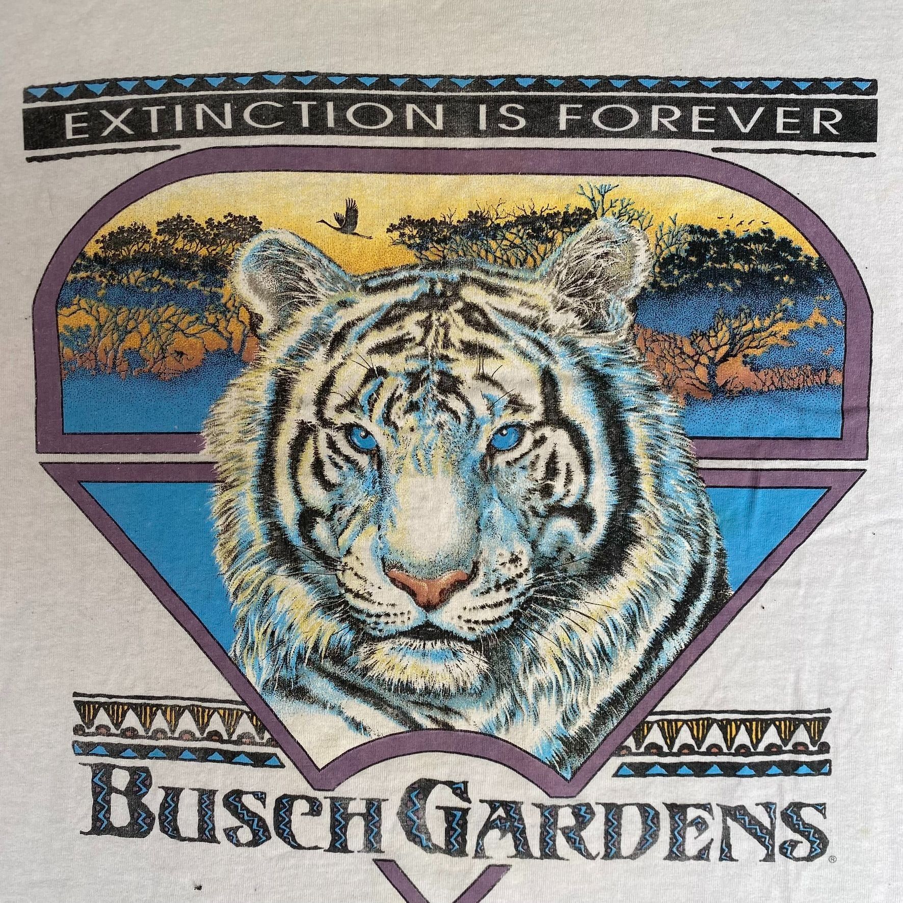 TEE JAYS Vintage 90s Tiger Nature Shirt Animal Busch Gardens Tee Size US XL / EU 56 / 4 - 3 Thumbnail