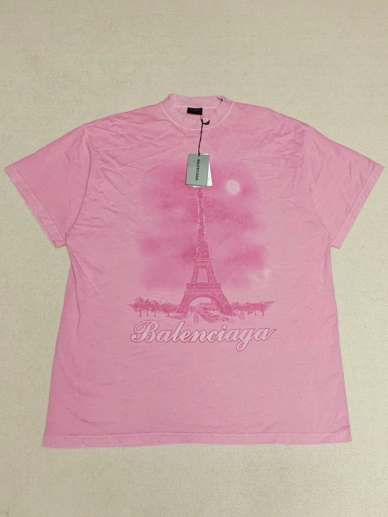 Balenciaga 24 Fall Pink pairsmoon Tower Short Sleeve -DMC