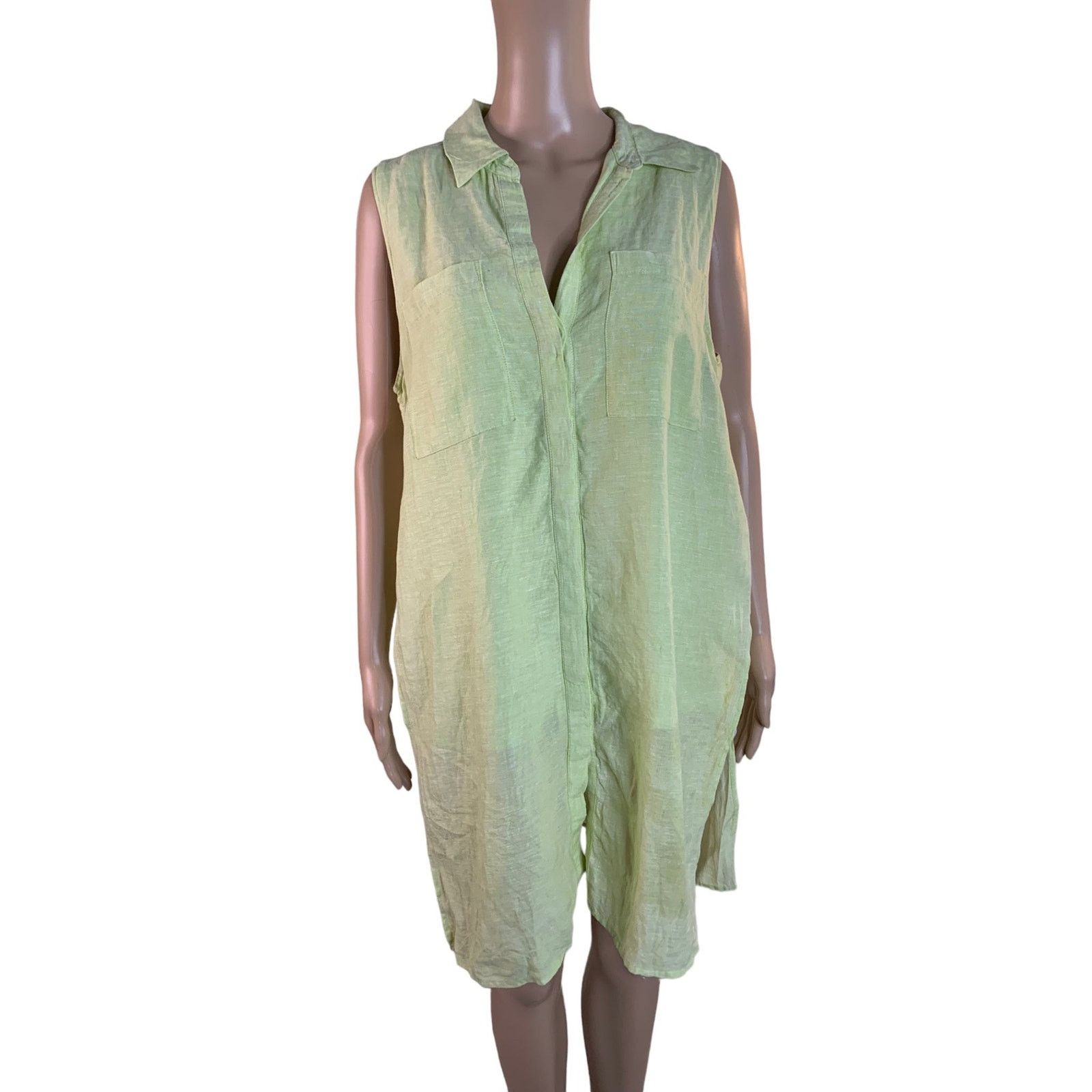 Chicos Chico's 100% Linen Mini Shift Dress Button Down Sleeveless M Size M / US 6-8 / IT 42-44 - 1 Thumbnail