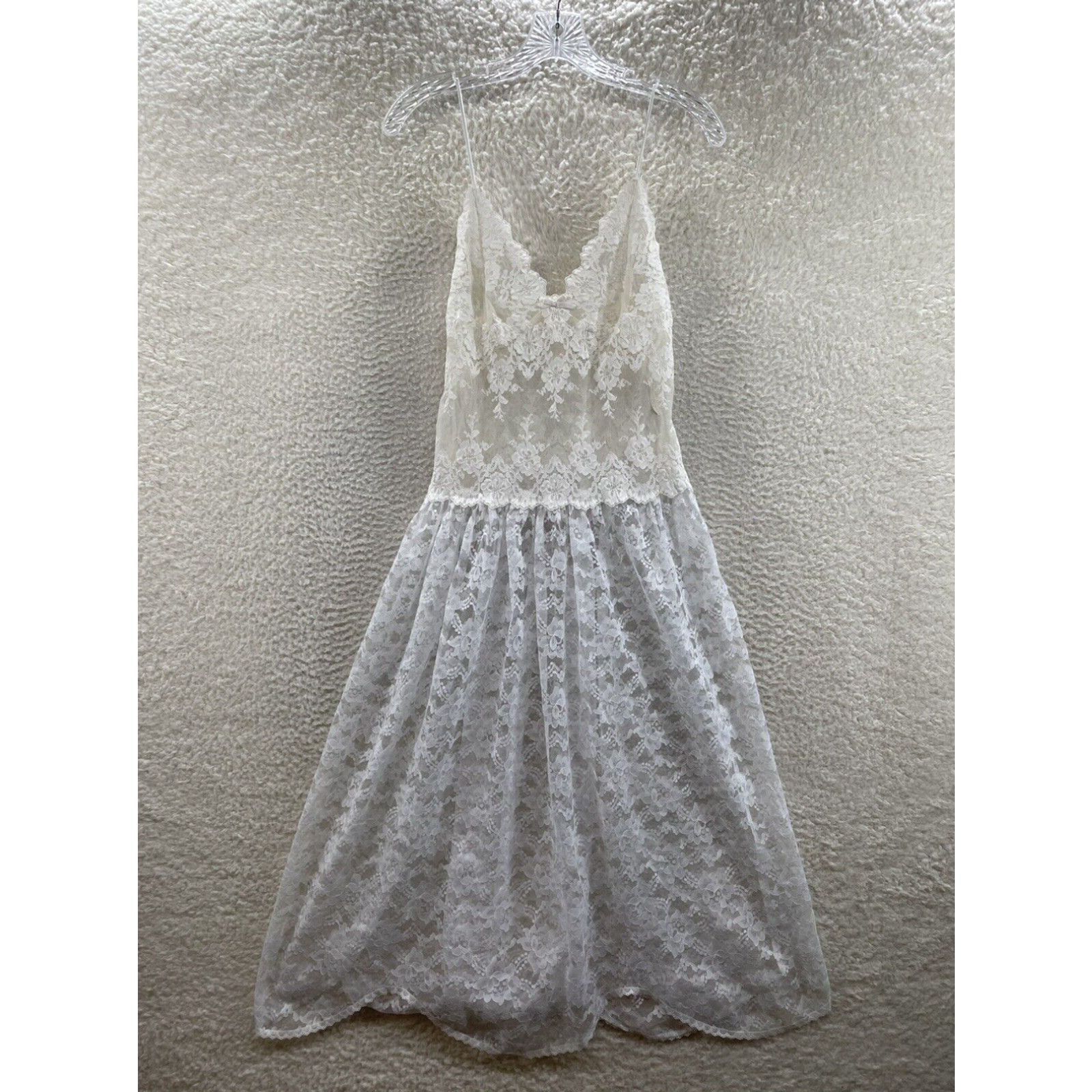 image of Victorias Secret 80's Vintage Victoria's Secret Dress Gold Label White Lace Nightgown Slip Dress, W