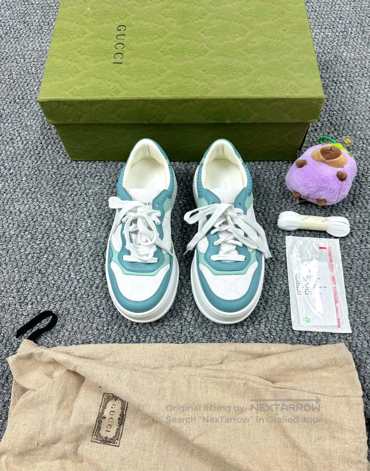 Gucci Guicci Blue and White Double G Logo Biscuit Shoes| Size US 4.5 / IT 34.5 - 2 Thumbnail
