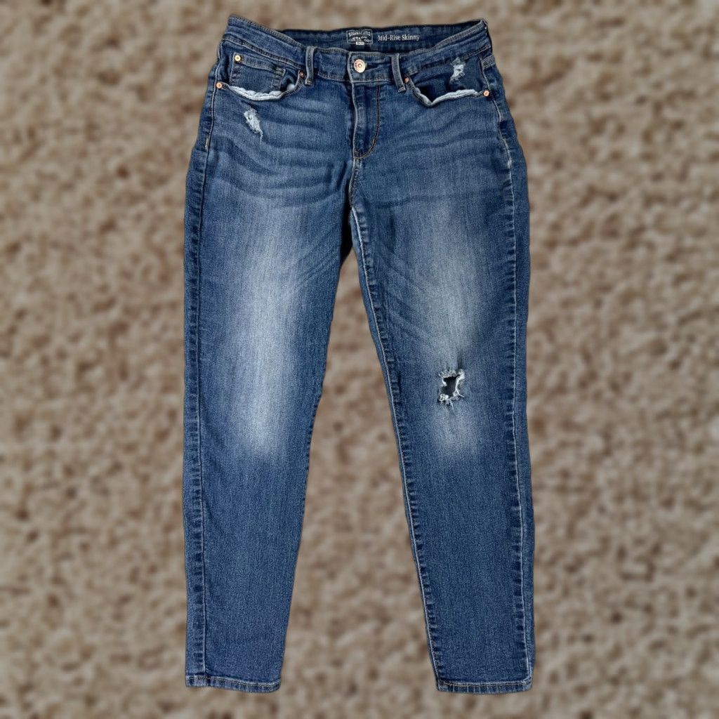 Levi's Levi's Women's Tapered Leg Denim Jeans 30 Blue Stretch Distressed Mid Rise Cotton Size 30" / US 8 / IT 44 - 1 Thumbnail