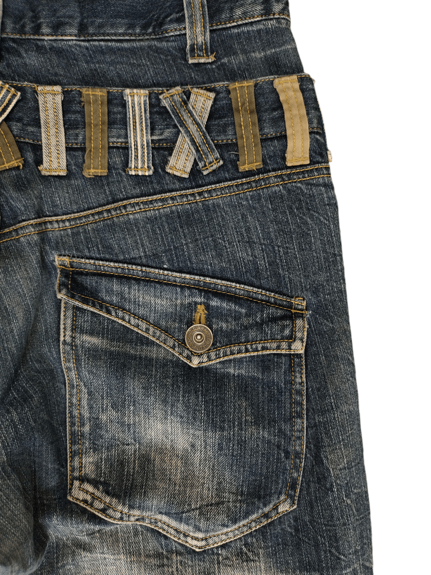If Six Was Nine Vintage Y2k Back & Forth Clawmark Faded Double Waist Jeans Size US 31 - 12 Thumbnail
