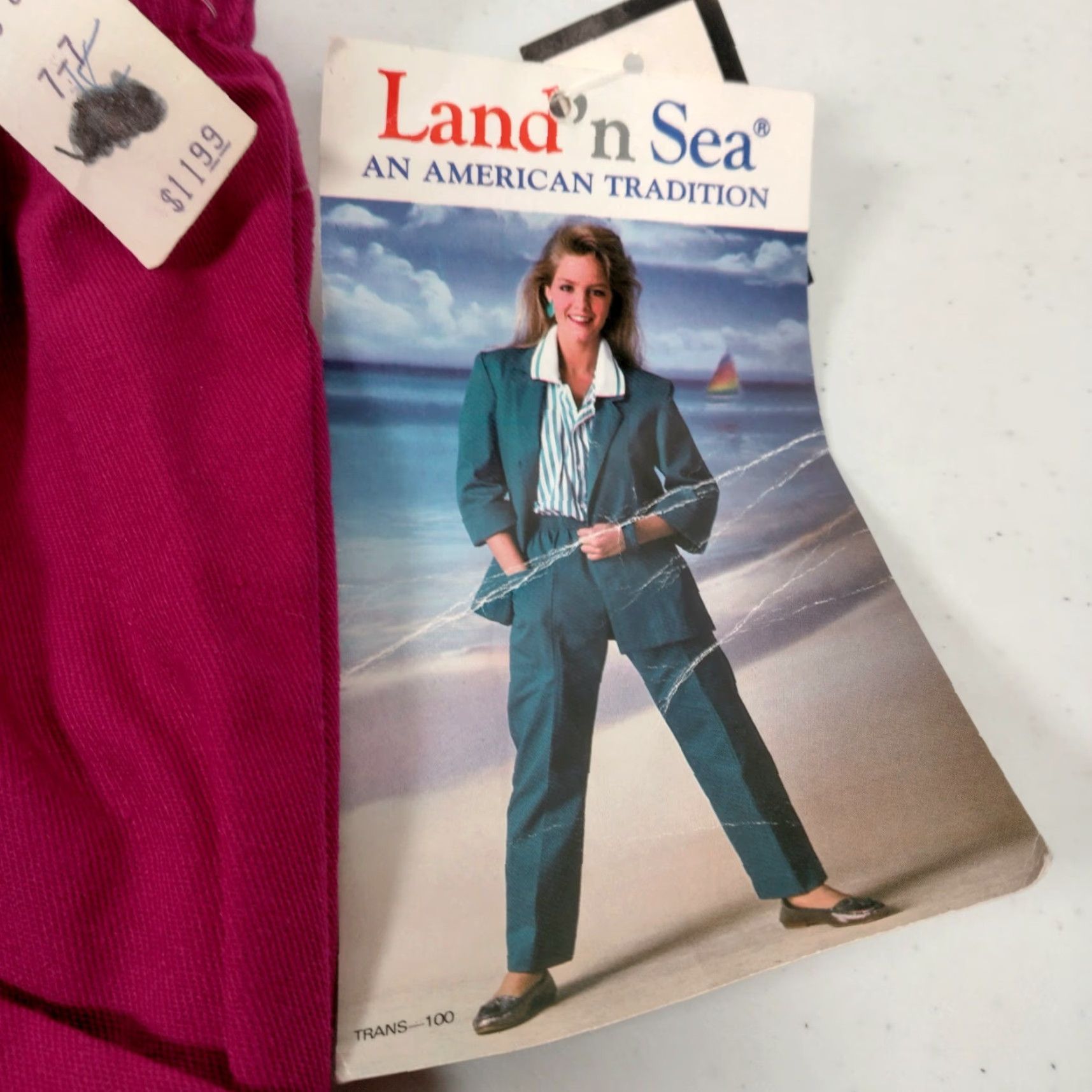 Vintage VINTAGE Land' n Sea Skirt 18 Maroon A-Line Midi Elastic Pull On Pockets Womens Cotton Polyester Twill Classic Modest Office Wear 50" Hips 30" Waist Size 40" / US 18 - 7 Thumbnail