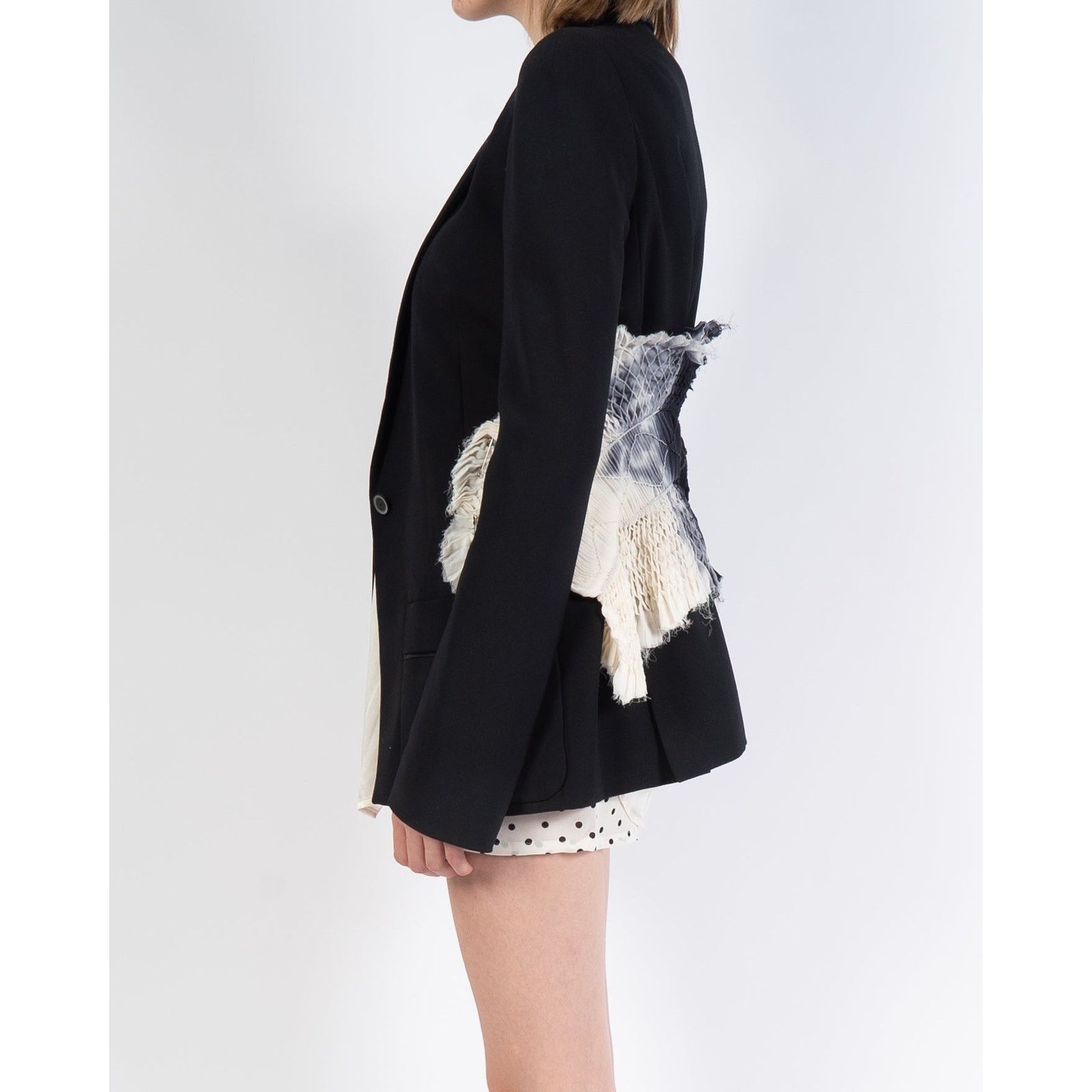 Haider Ackermann SS17 Smoked Detail Tround Shoulder Blazer in Black Wool Size S / US 4 / IT 40 - 4 Thumbnail