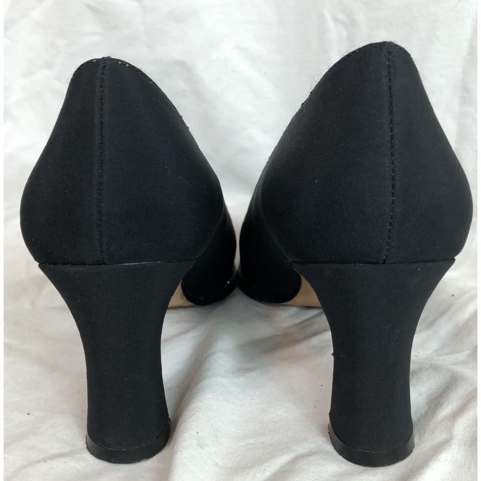 Vintage Apostrophe Piccolo High Heel Pumps 6M Blk 3” Heel Rhinestone Accents Point Toe Shoes Womens Size US 6 / IT 36 - 5 Thumbnail